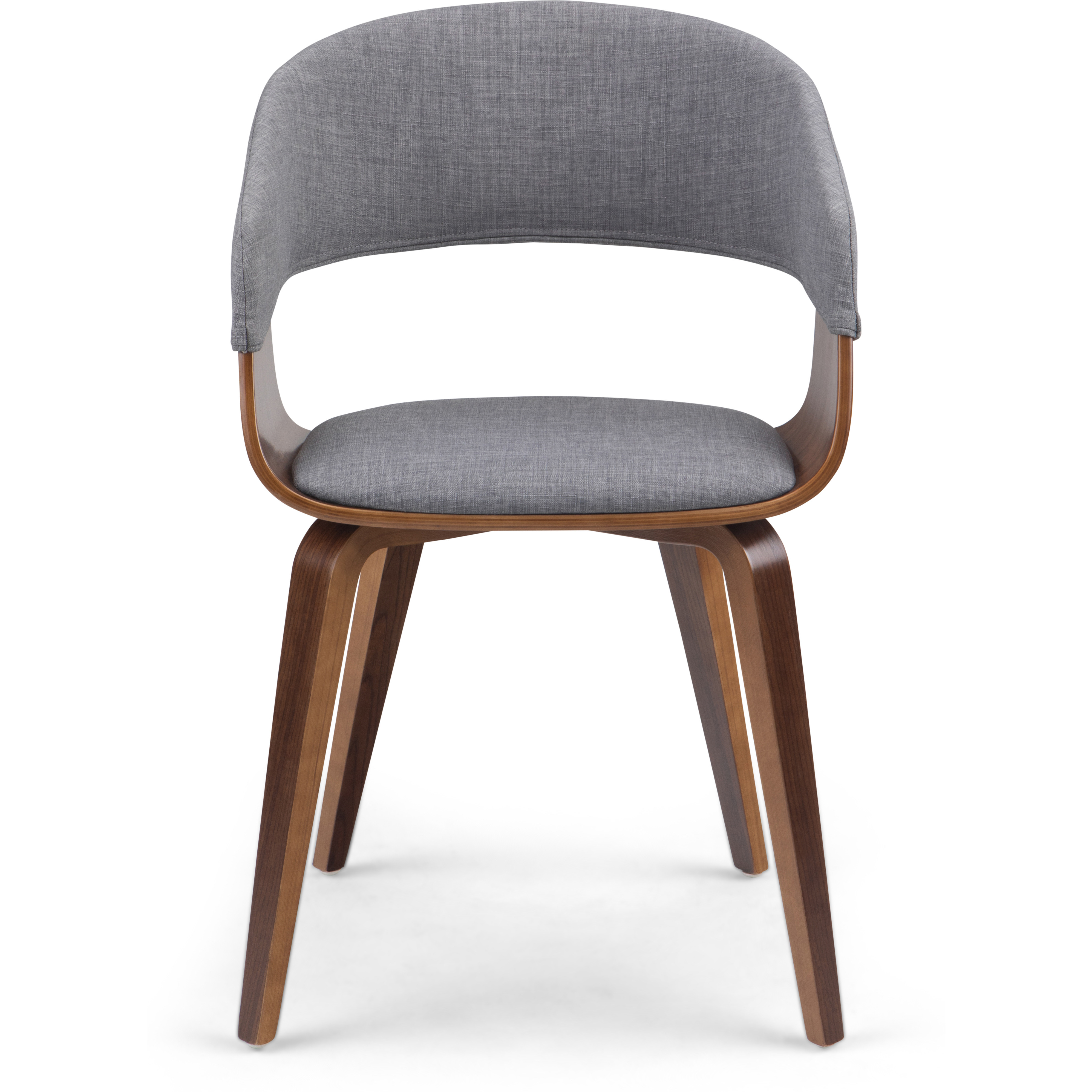 Lowell Mid Century Modern Bentwood Dining Chair in Light Grey Linen Look Fabric
