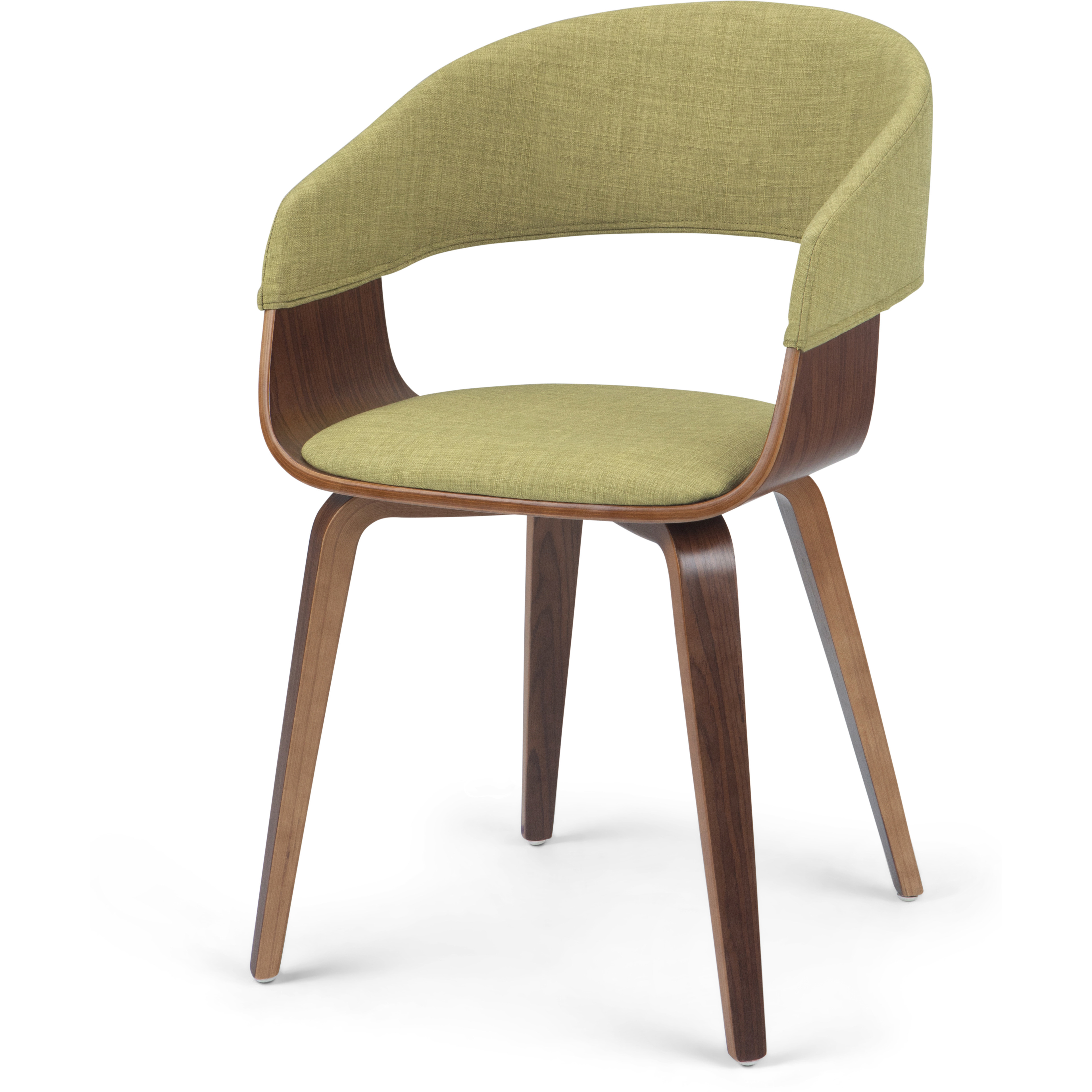 Lowell Mid Century Modern Bentwood Dining Chair in Acid Green Linen Look Fabric