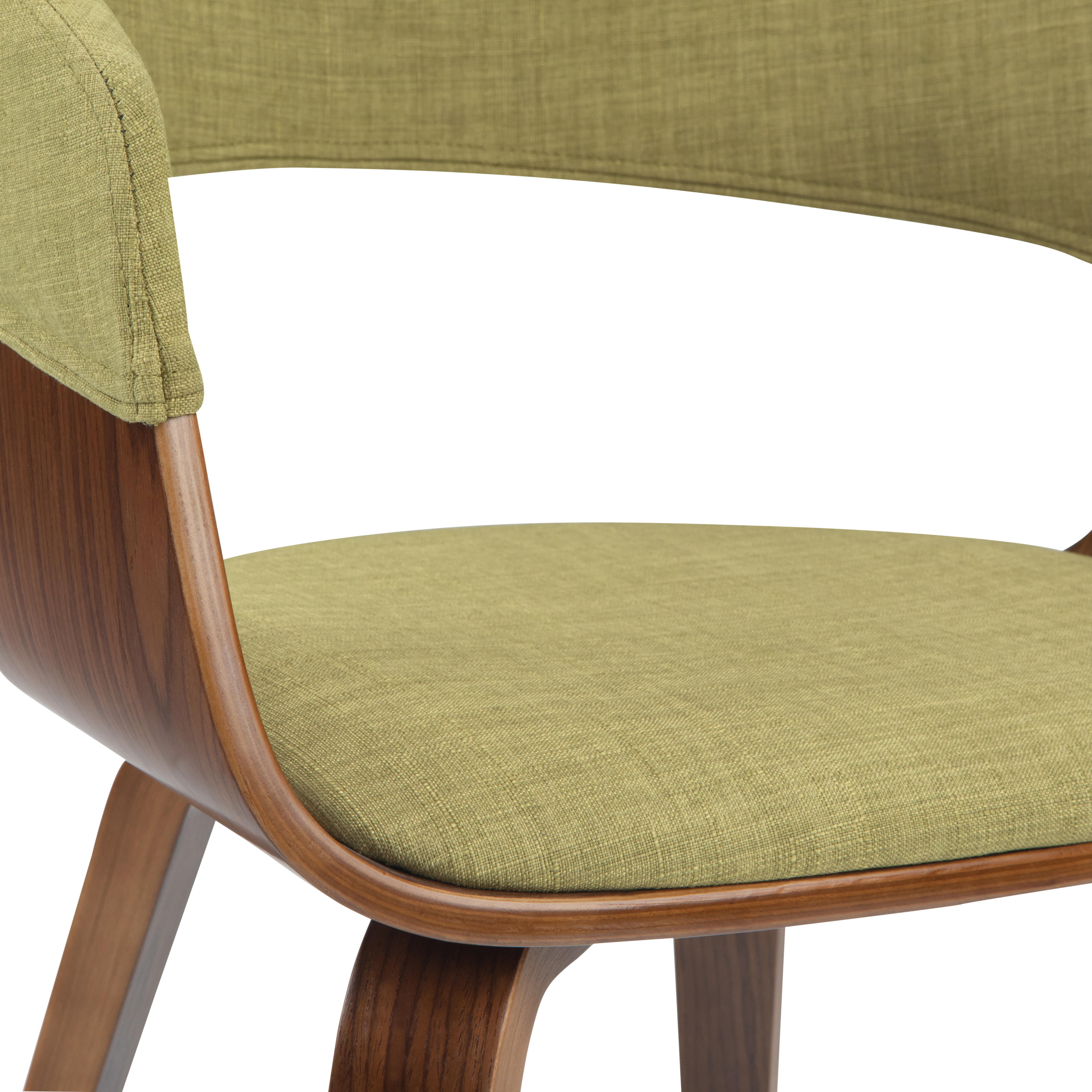 Lowell Mid Century Modern Bentwood Dining Chair in Acid Green Linen Look Fabric