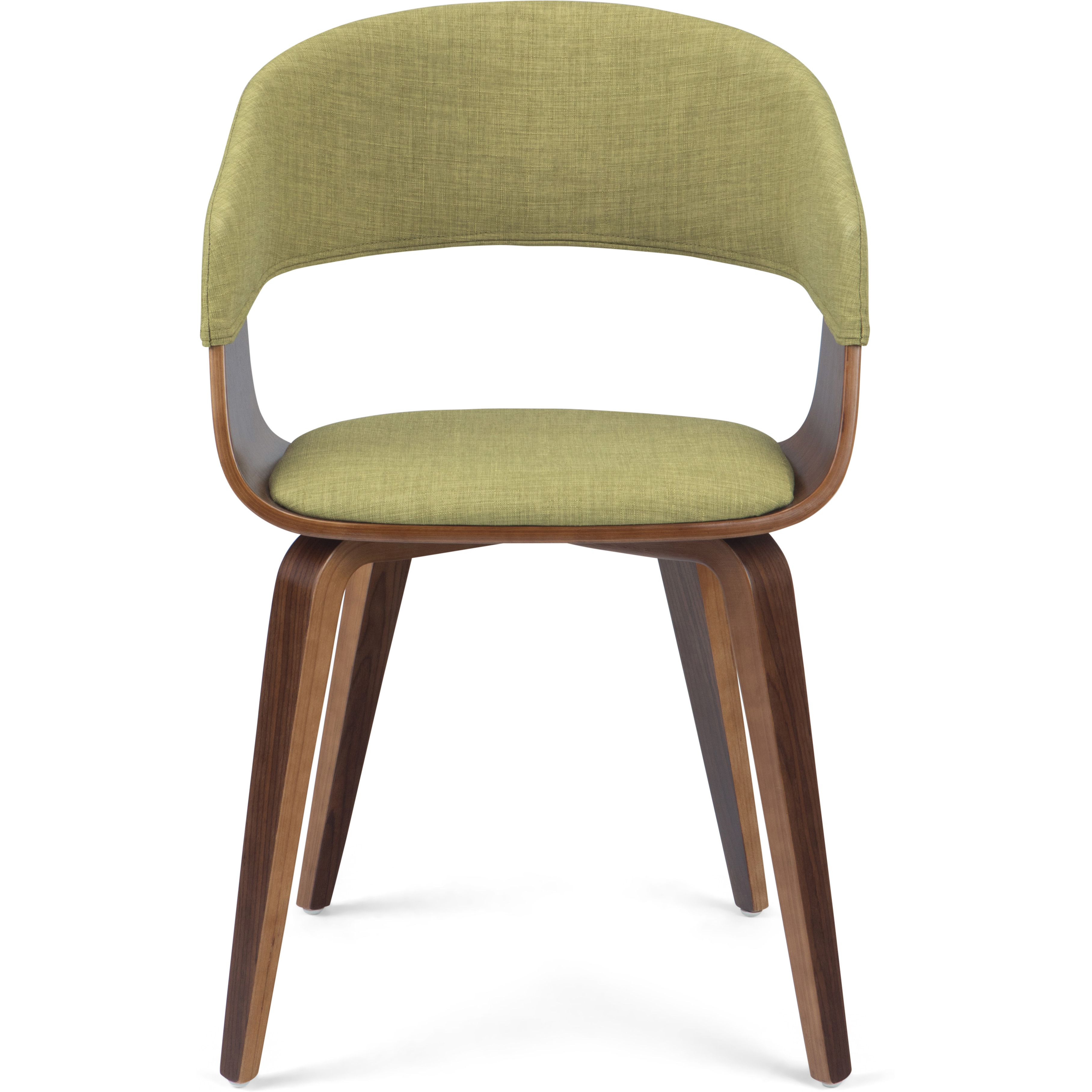 Lowell Mid Century Modern Bentwood Dining Chair in Acid Green Linen Look Fabric