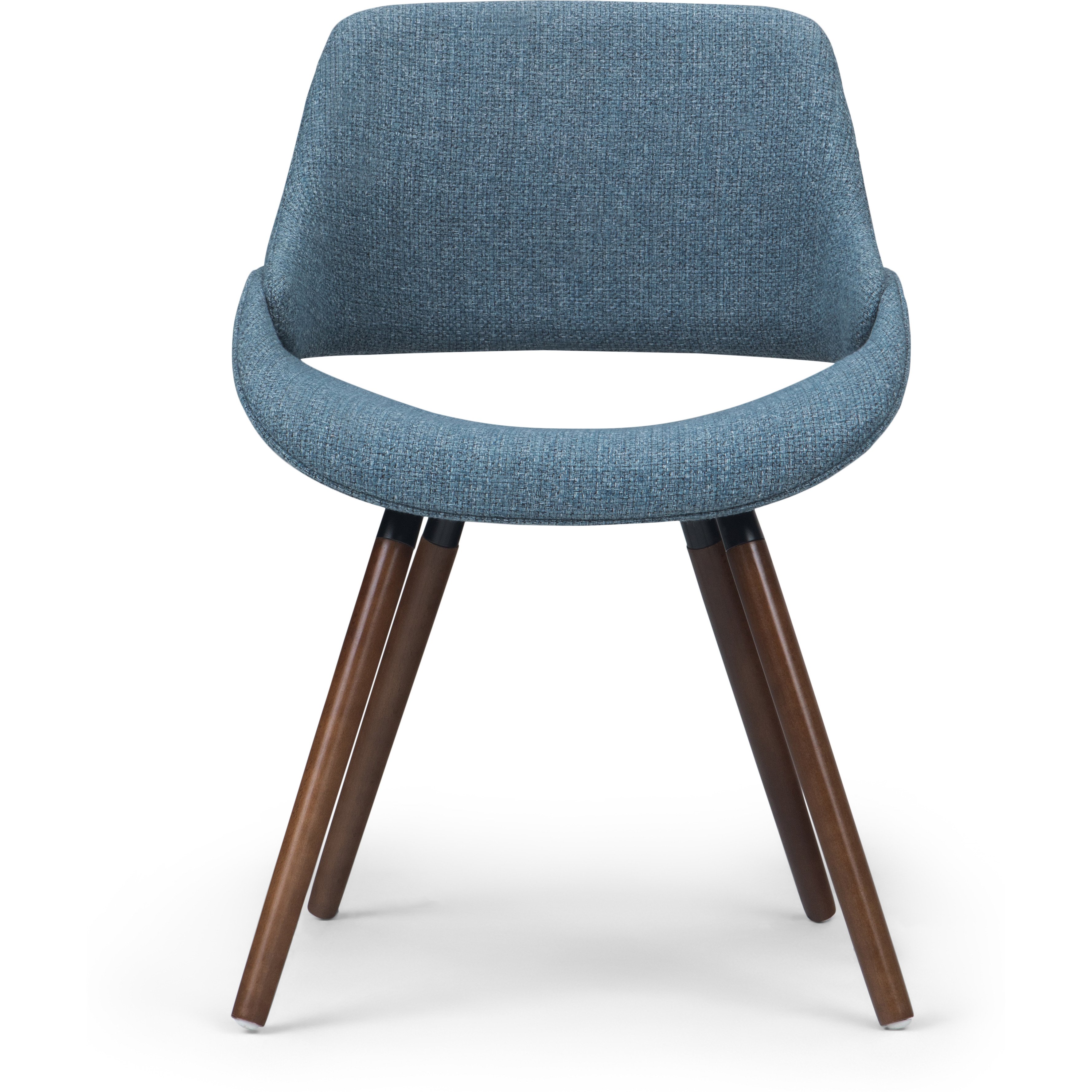 Malden Mid Century Modern Bentwood Dining Chair in Denim Blue Woven Fabric
