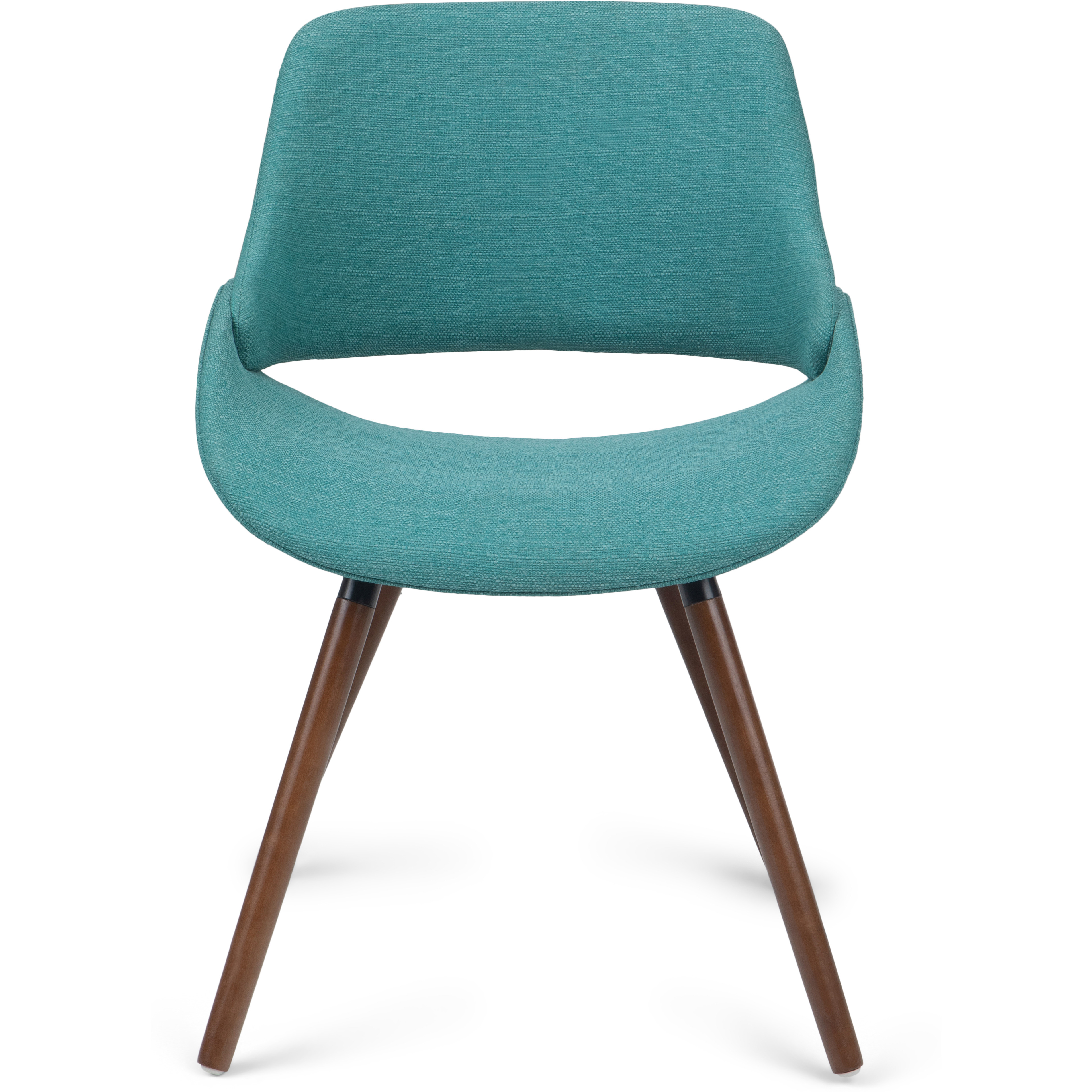 Malden Mid Century Modern Bentwood Dining Chair in Turquoise Blue Woven Fabric