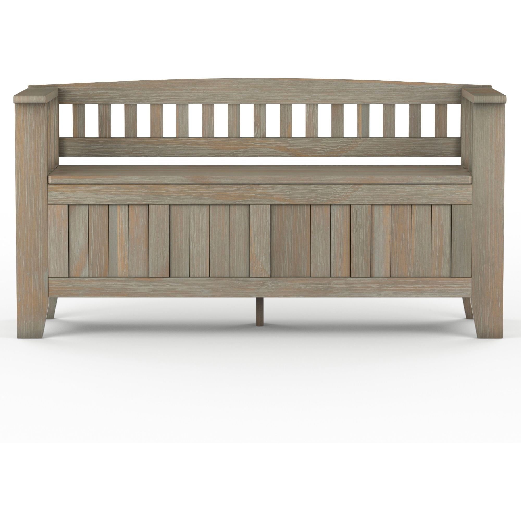 Acadian SOLID WOOD 48 inch Wide Transitional Entryway Storage Bench in Distressed Grey