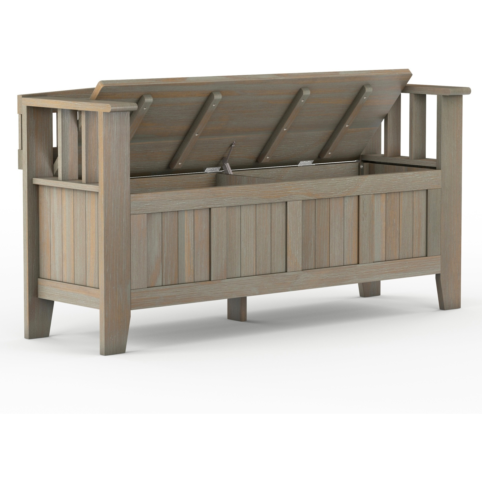 Acadian SOLID WOOD 48 inch Wide Transitional Entryway Storage Bench in Distressed Grey