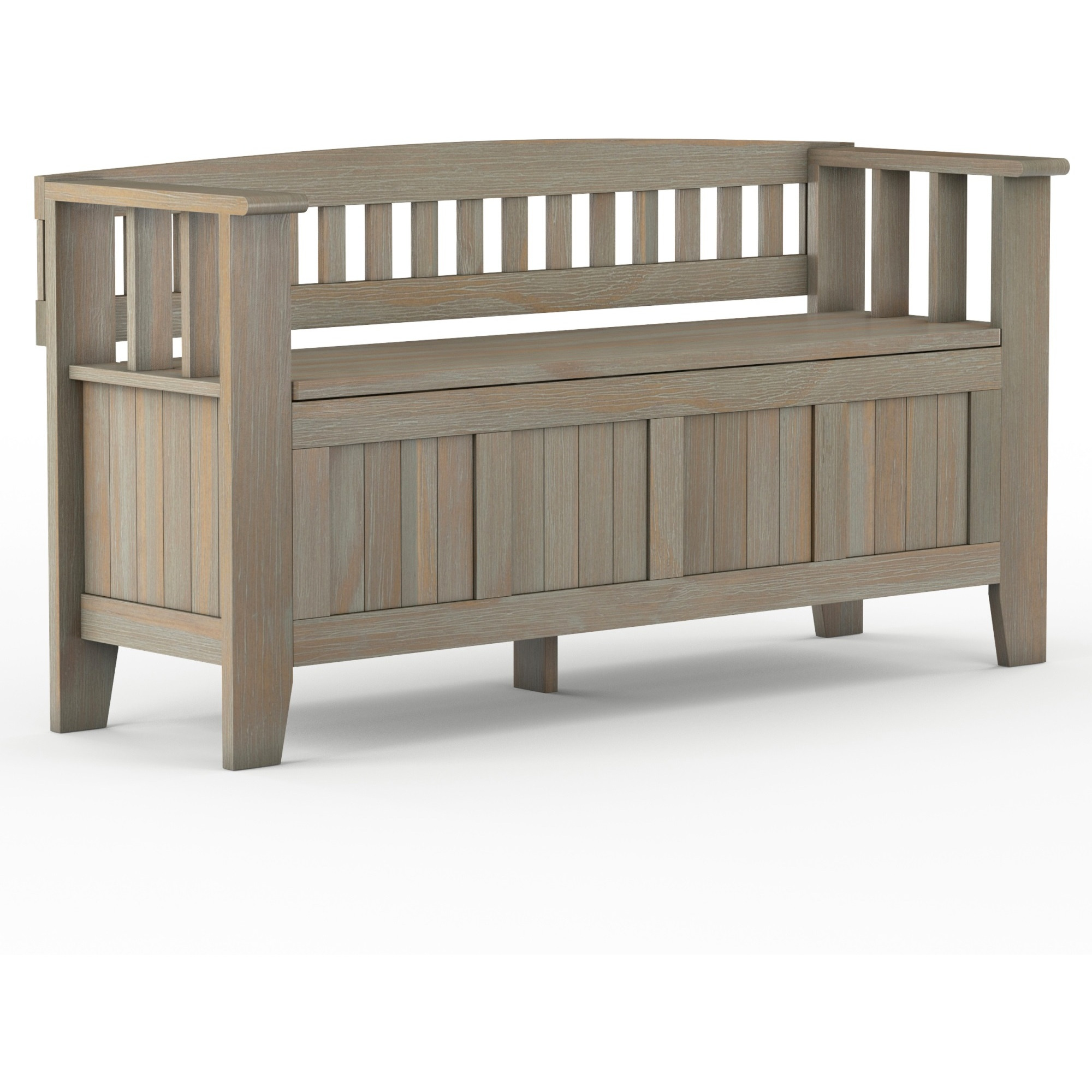 Acadian SOLID WOOD 48 inch Wide Transitional Entryway Storage Bench in Distressed Grey