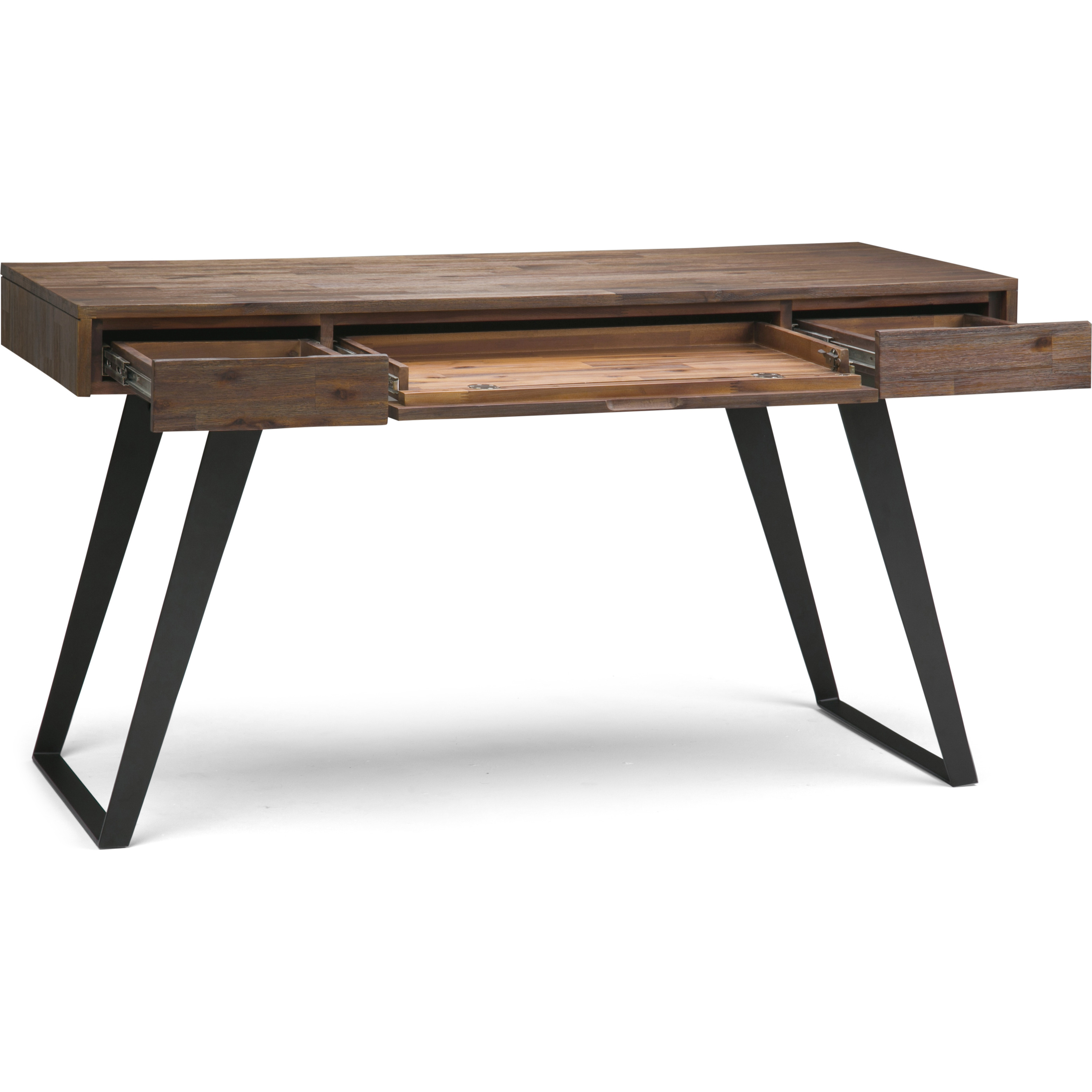 Lowry Solid Acacia Wood Modern Industrial 54 inch Wide Desk in Rustic Natural Aged Brown