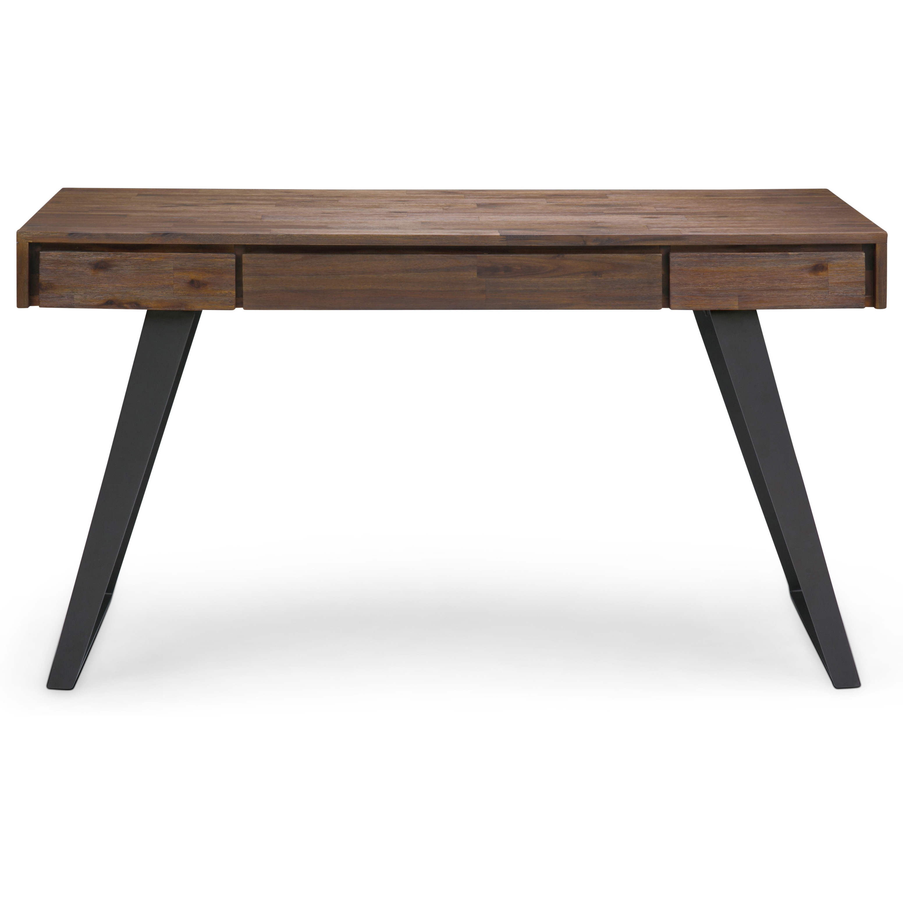 Lowry Solid Acacia Wood Modern Industrial 54 inch Wide Desk in Rustic Natural Aged Brown