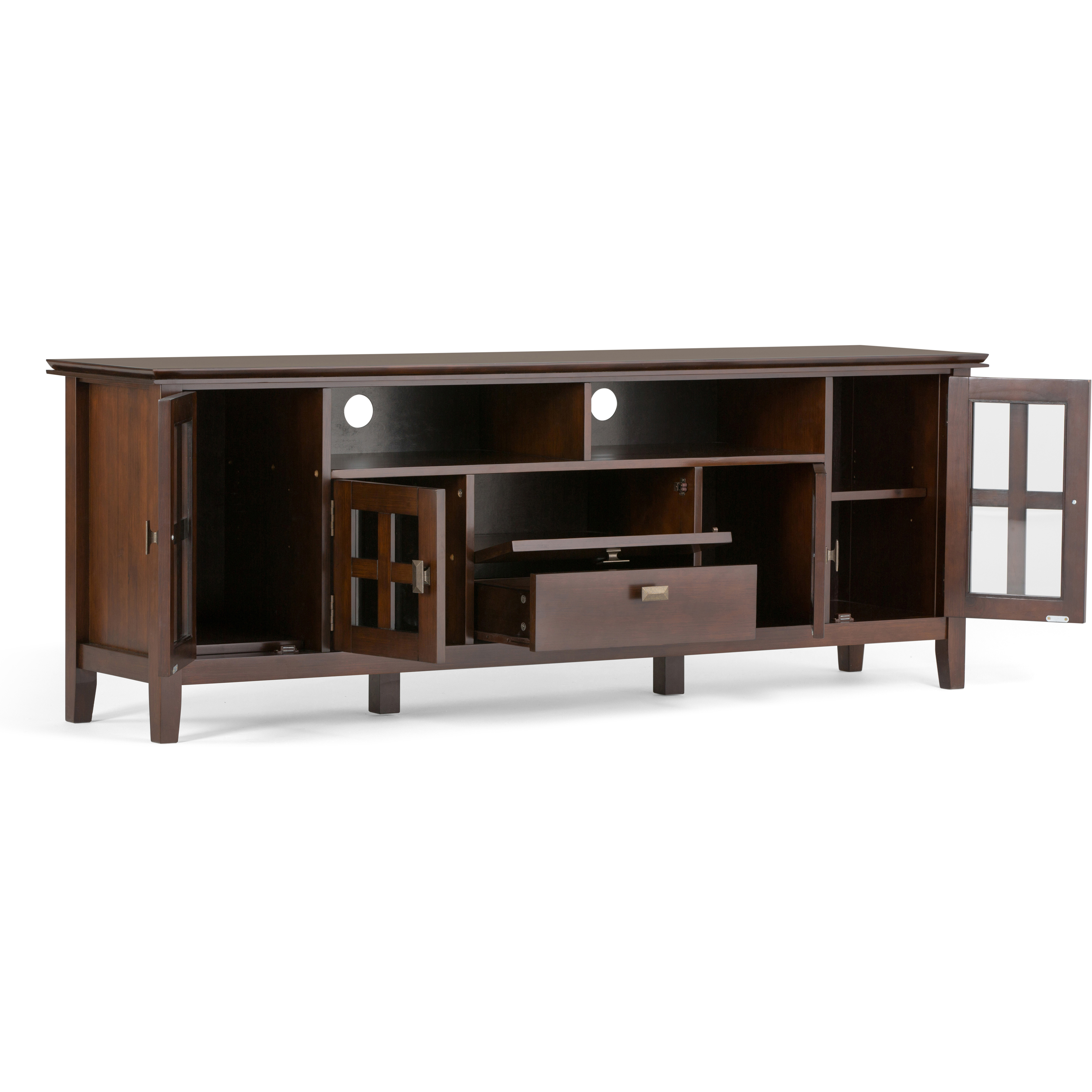 Artisan SOLID WOOD 72 inch Wide Transitional TV Media Stand in Russet Brown For TVs up to 80 inches