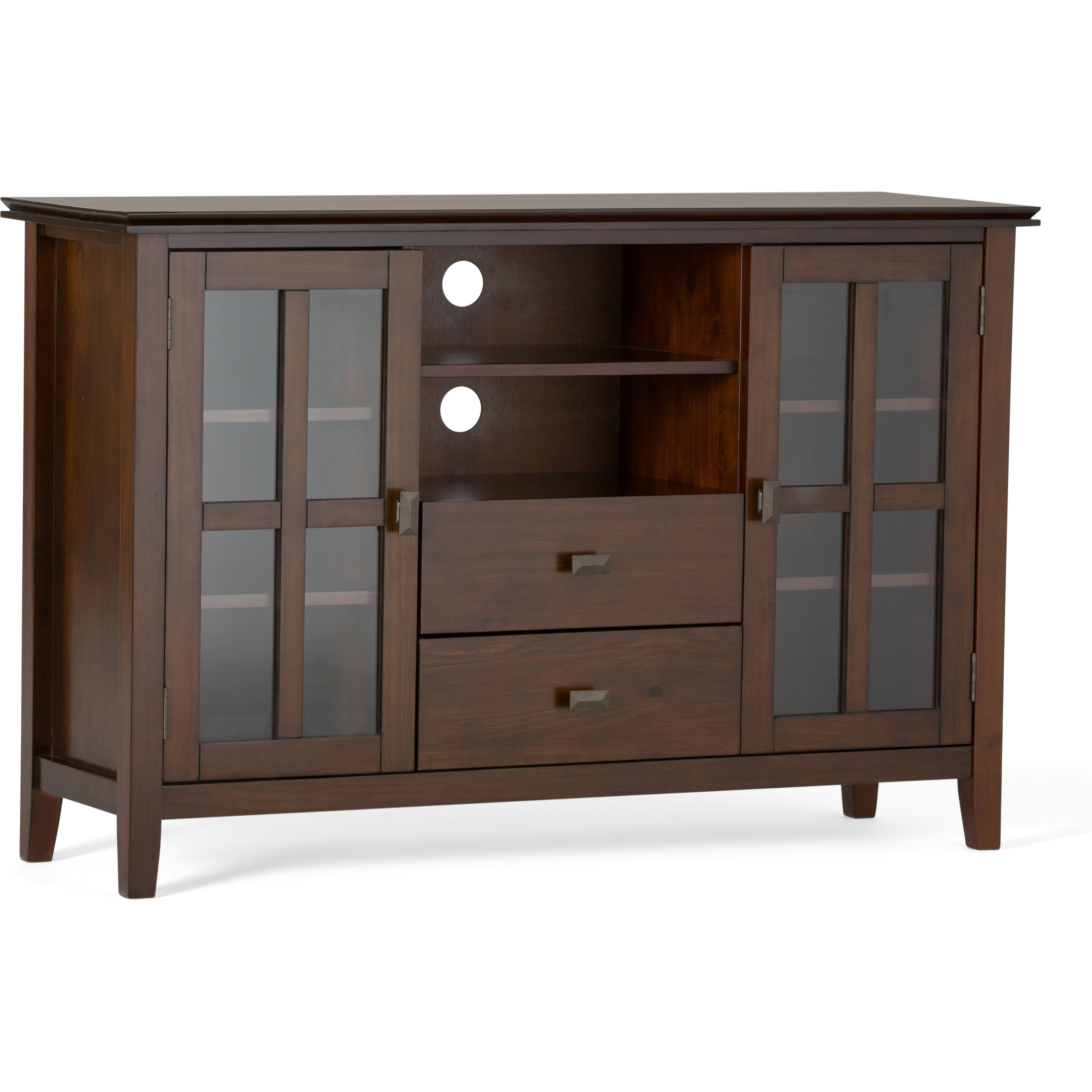 Artisan SOLID WOOD 53 inch Wide Transitional TV Media Stand in Russet Brown For TVs up to 60 inches