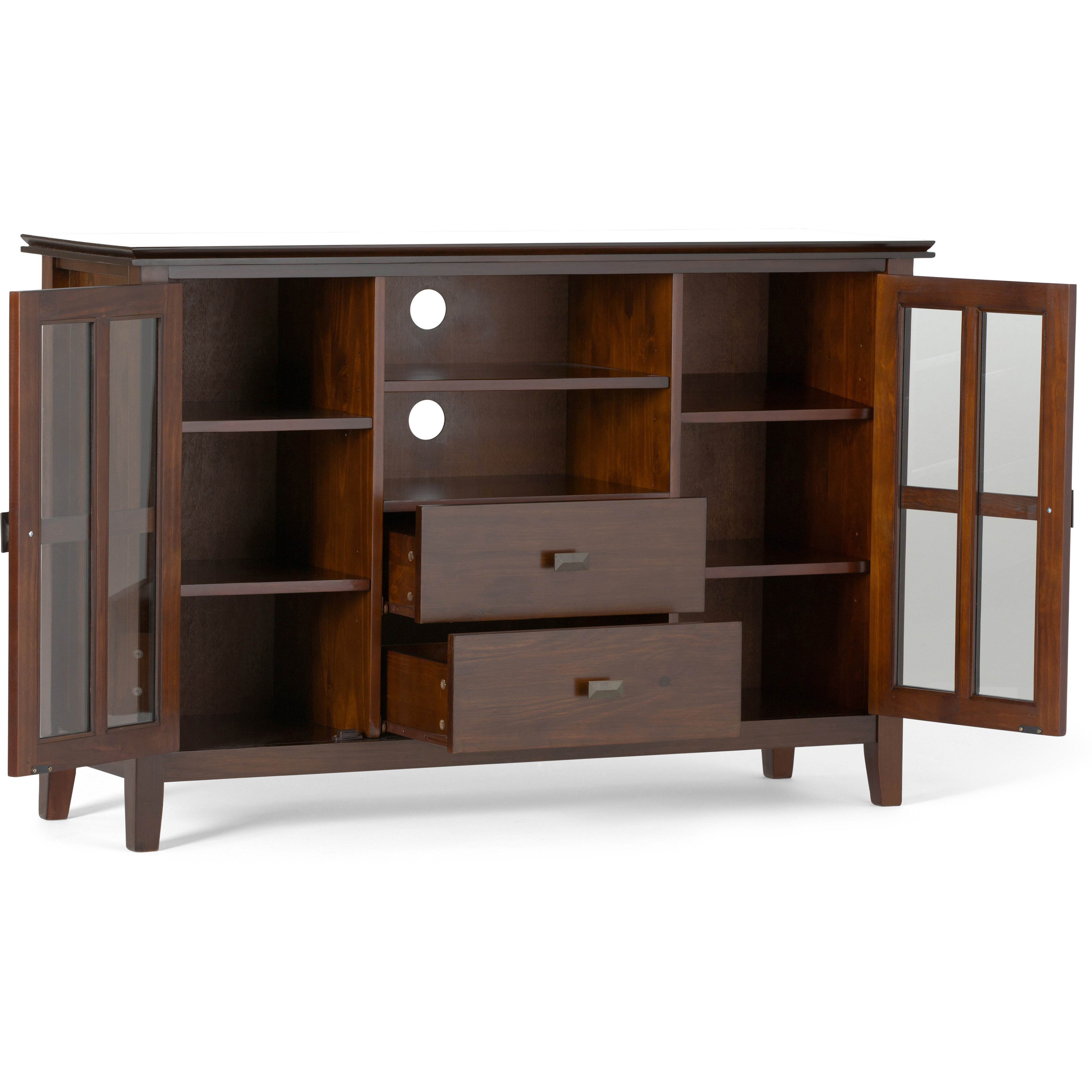 Artisan SOLID WOOD 53 inch Wide Transitional TV Media Stand in Russet Brown For TVs up to 60 inches