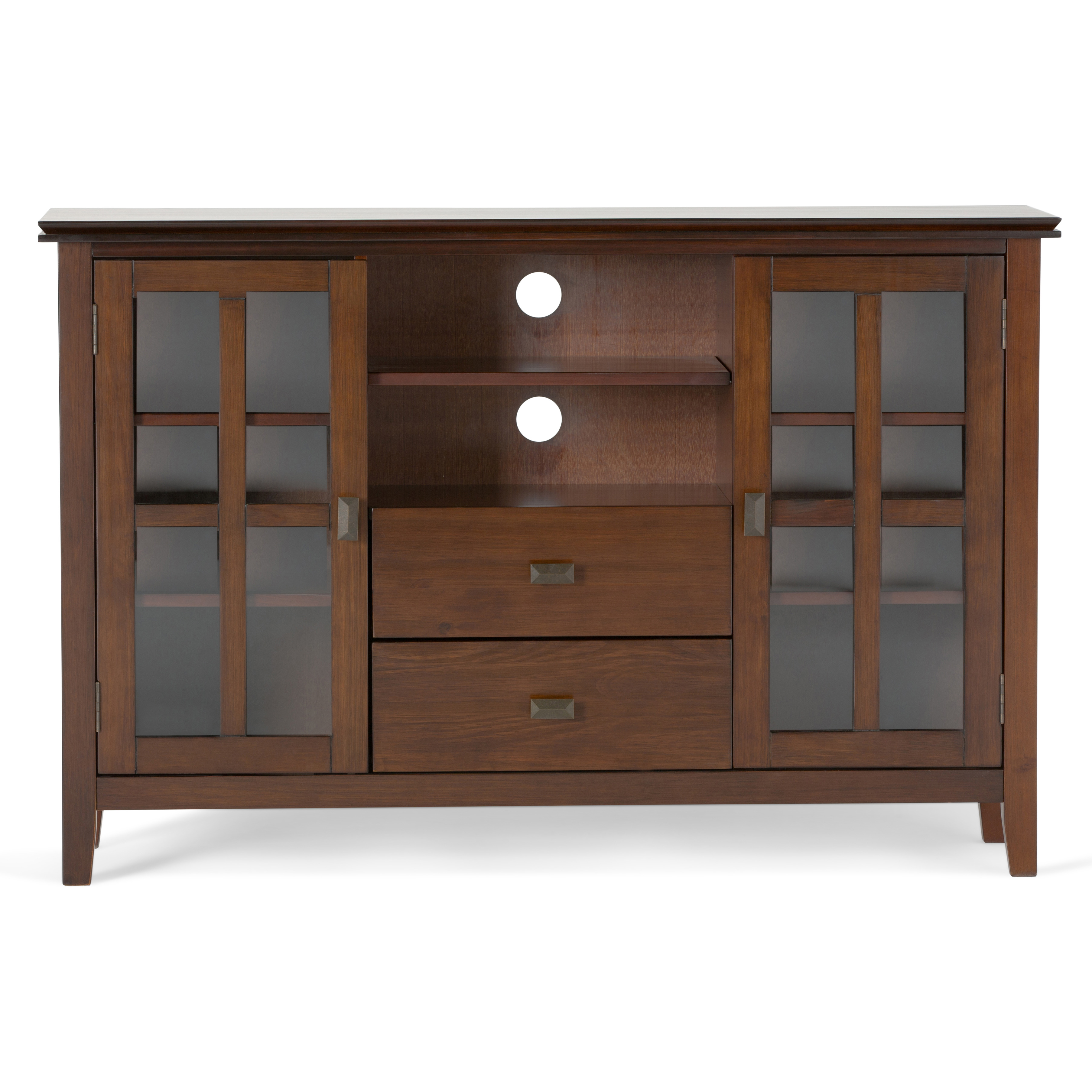 Artisan SOLID WOOD 53 inch Wide Transitional TV Media Stand in Russet Brown For TVs up to 60 inches
