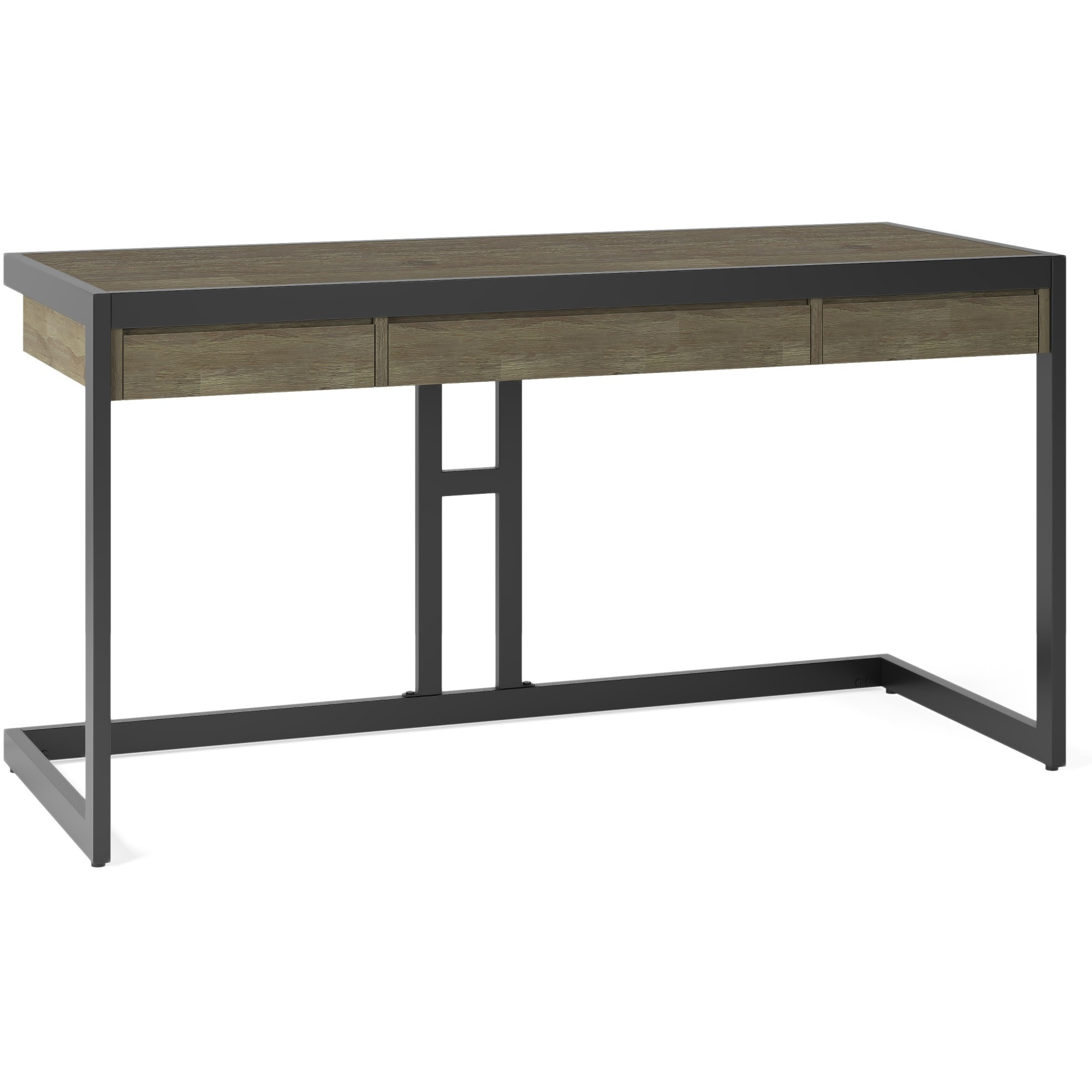 Erina SOLID ACACIA WOOD Industrial 60 inch Wide Writing Office Desk in Distressed Grey
