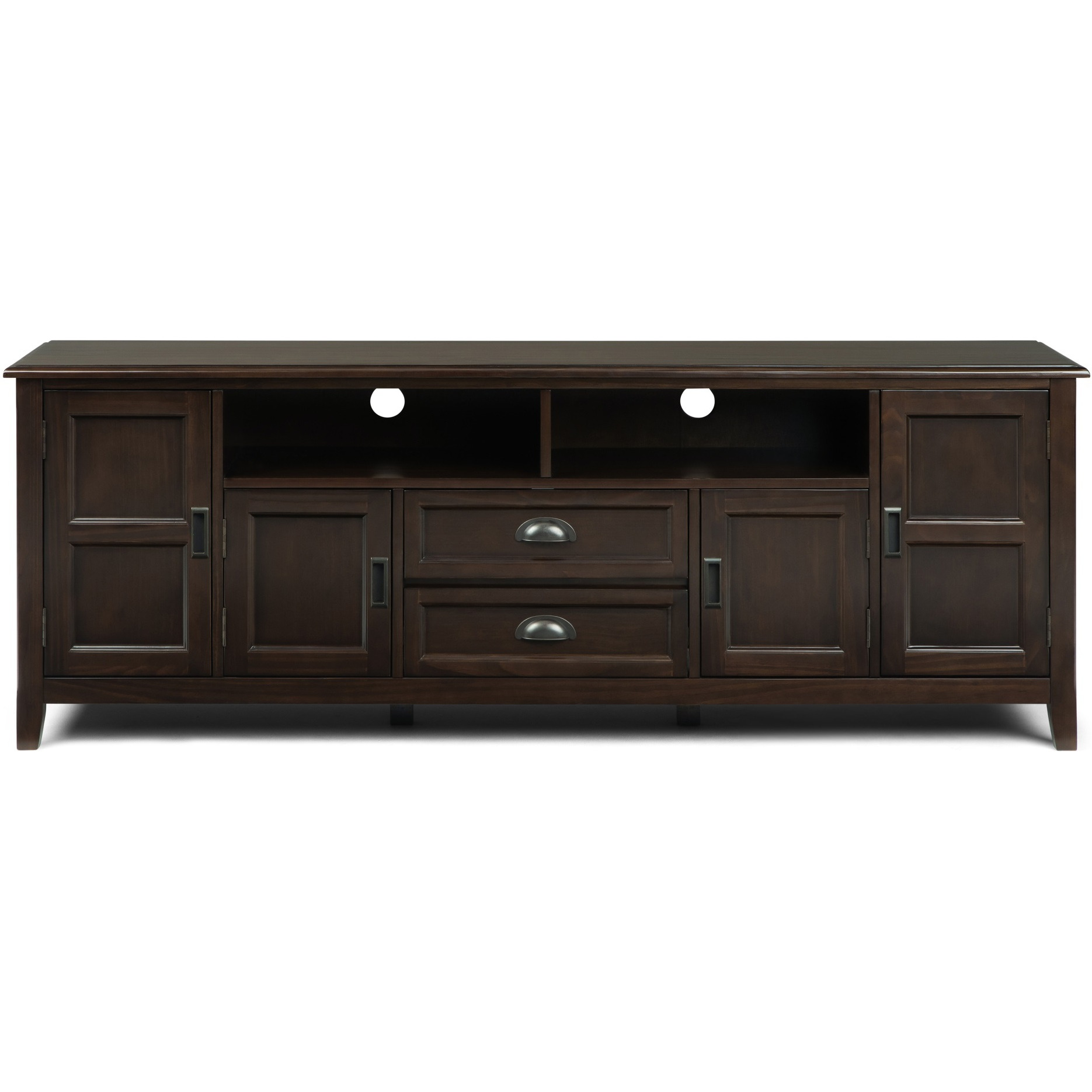 Burlington SOLID WOOD 72 inch Wide Transitional TV Media Stand in Mahogany Brown For TVs up to 80 inches