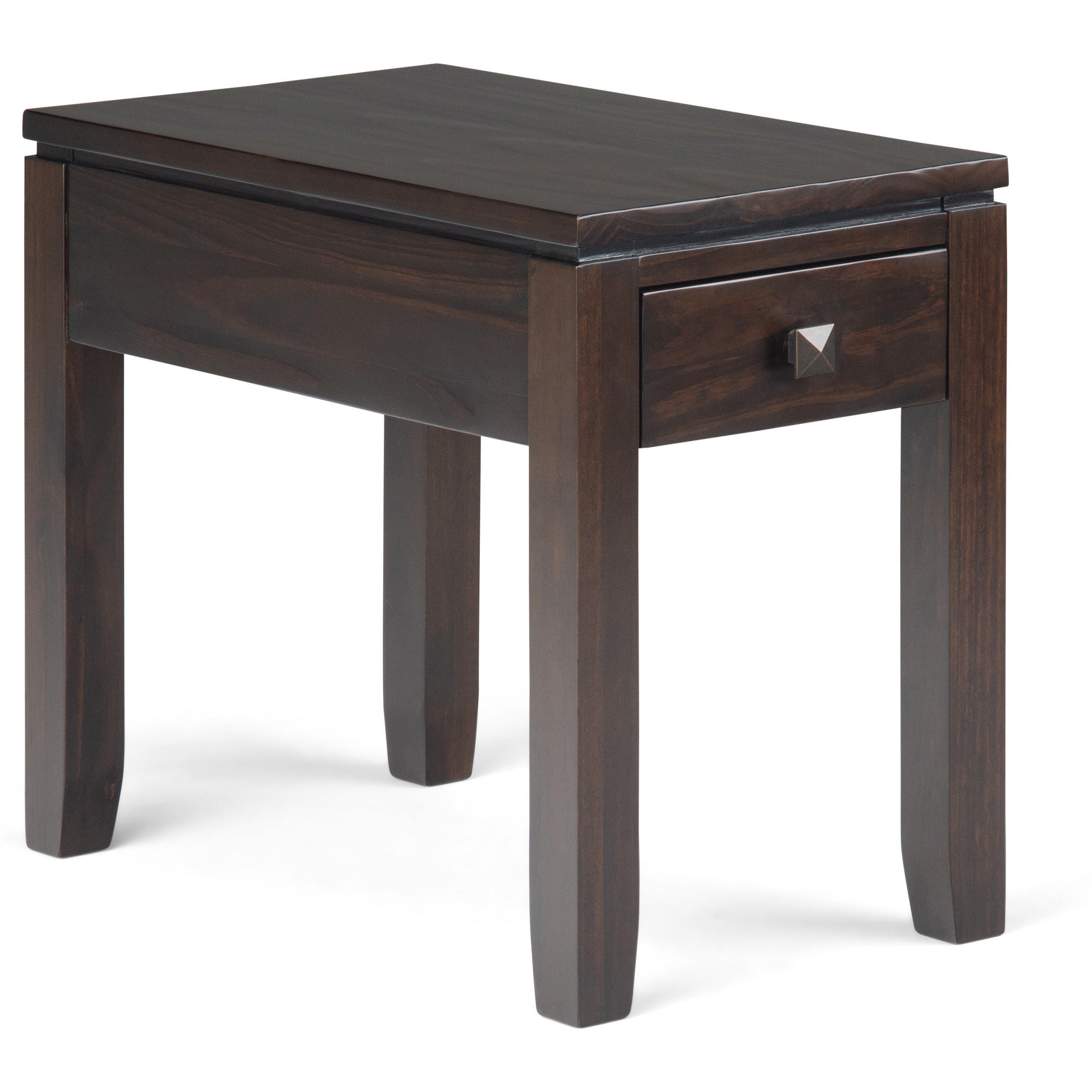 Cosmopolitan Solid Wood 14 inch Wide Rectangle Contemporary Narrow Side Table in Mahogany Brown