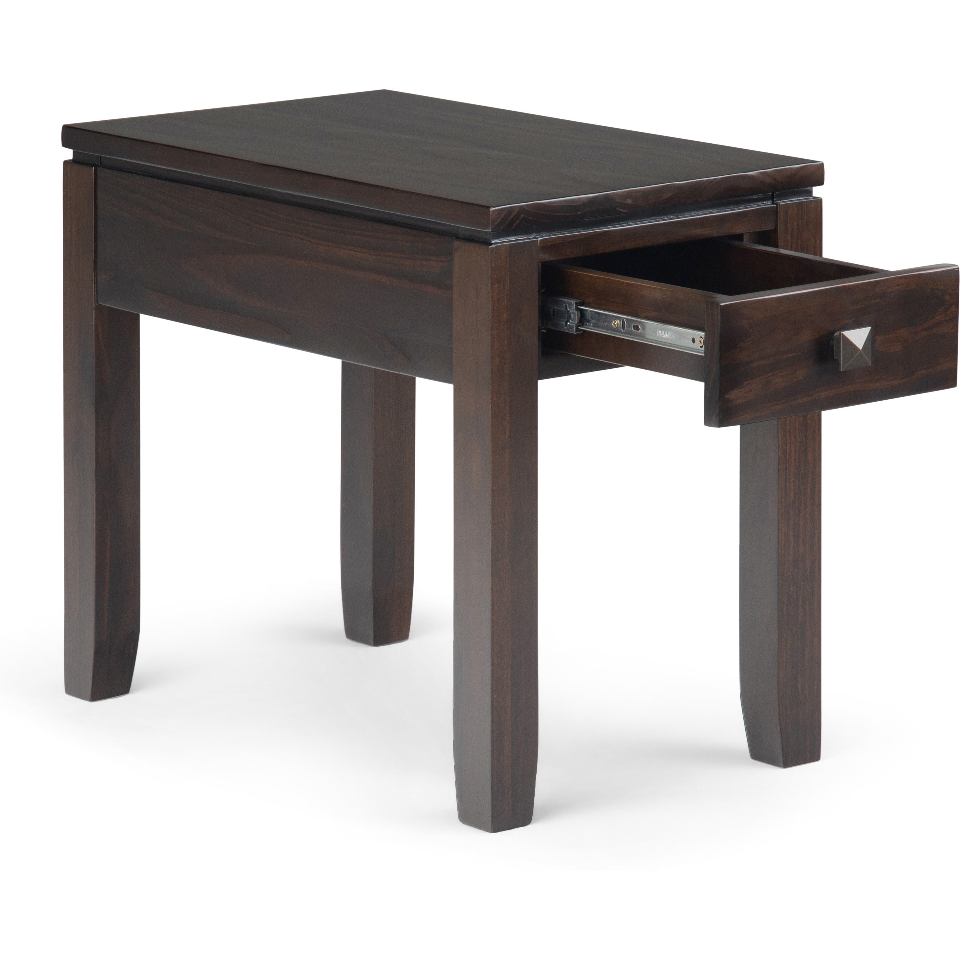 Cosmopolitan Solid Wood 14 inch Wide Rectangle Contemporary Narrow Side Table in Mahogany Brown