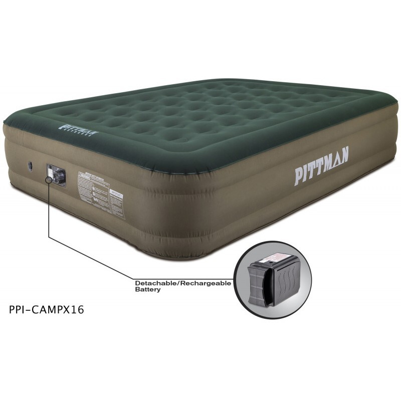 Queen Fabric Ultimate 16" Air Mattress with Built-in Rechargeable battery Air Pump.  Premium Fabric Outdoor Camping Air Mattress