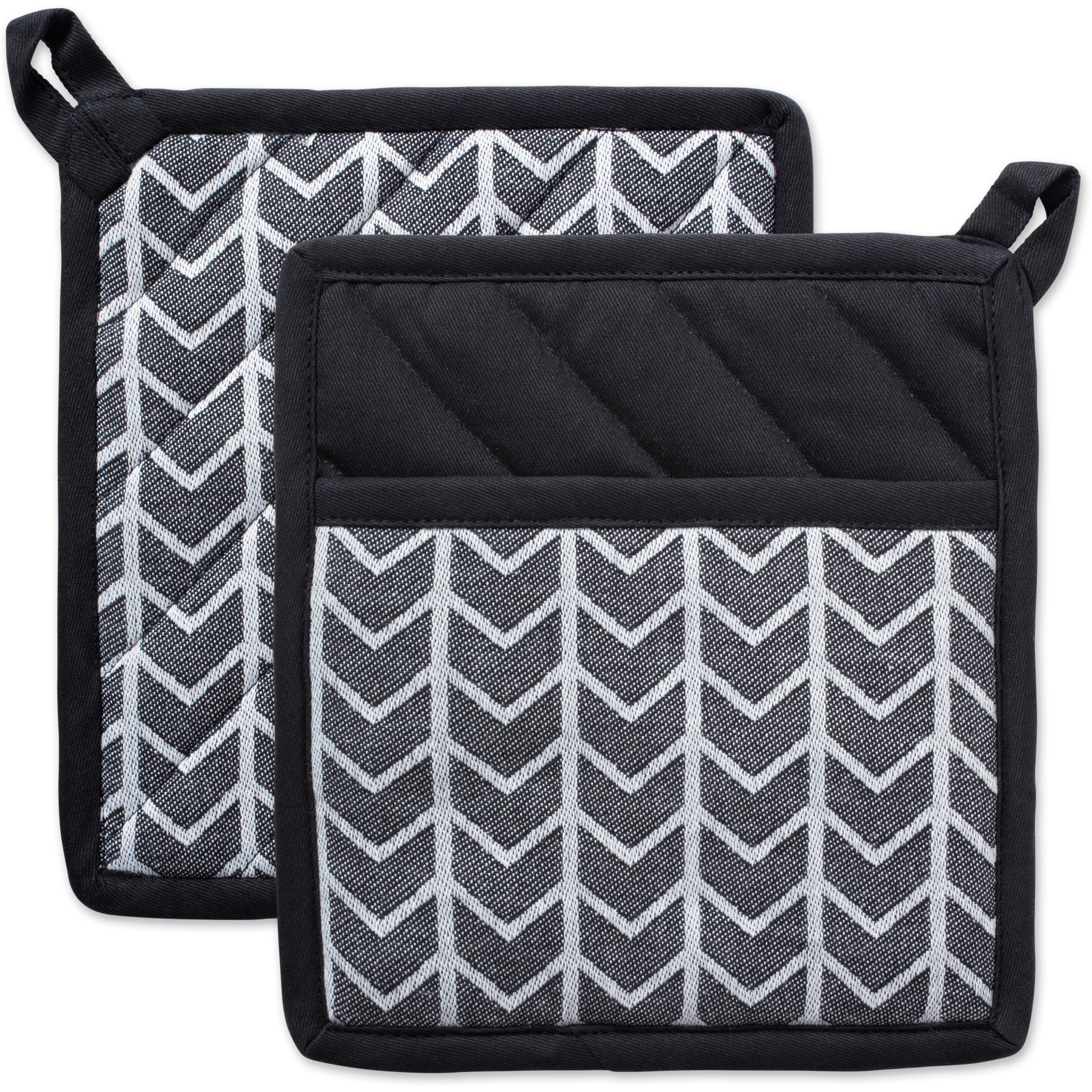 DII Black & White Herringbone Potholder (Set of 2)