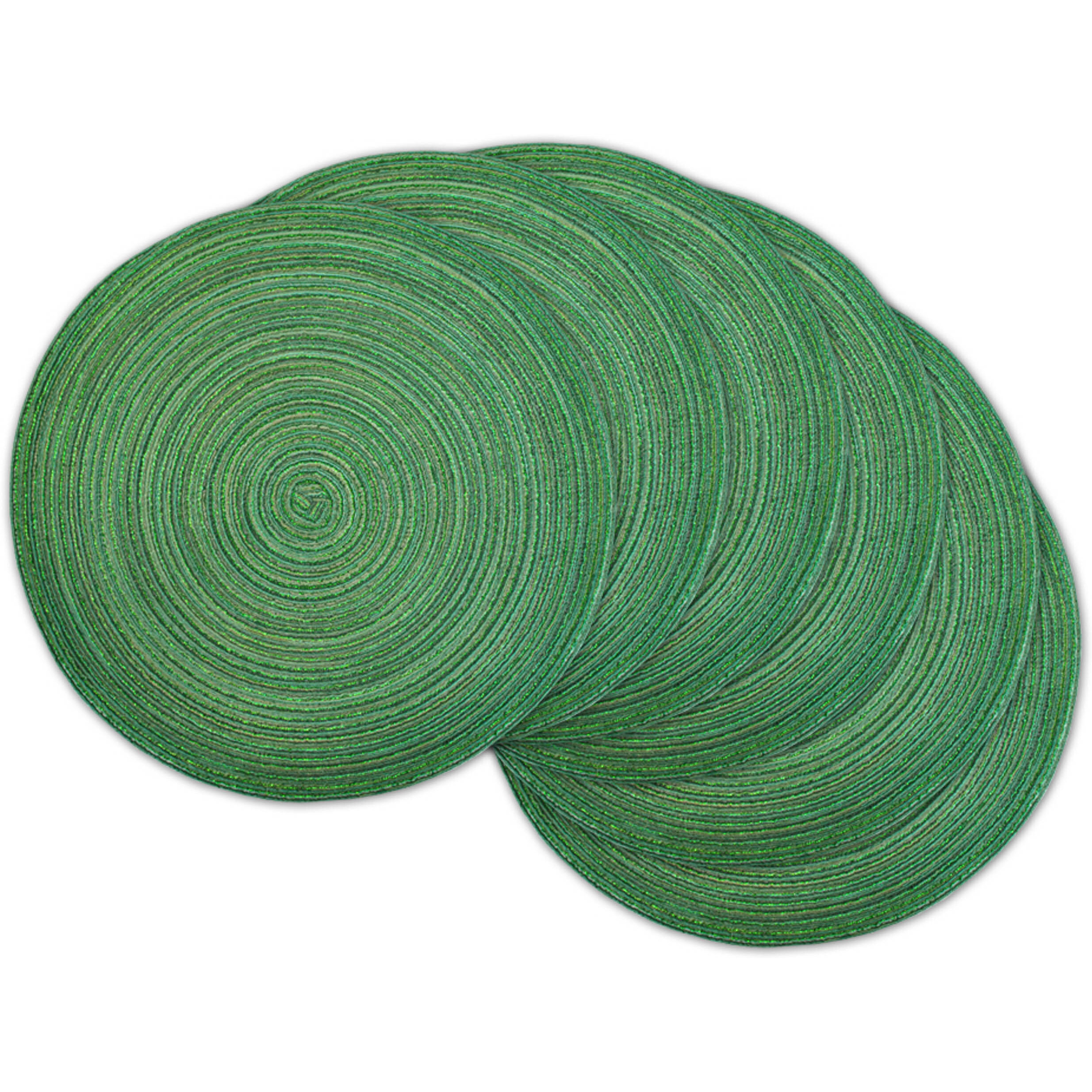 DII Variegated Green Lurex Round Polypropylene Woven Placemat (Set of 6)