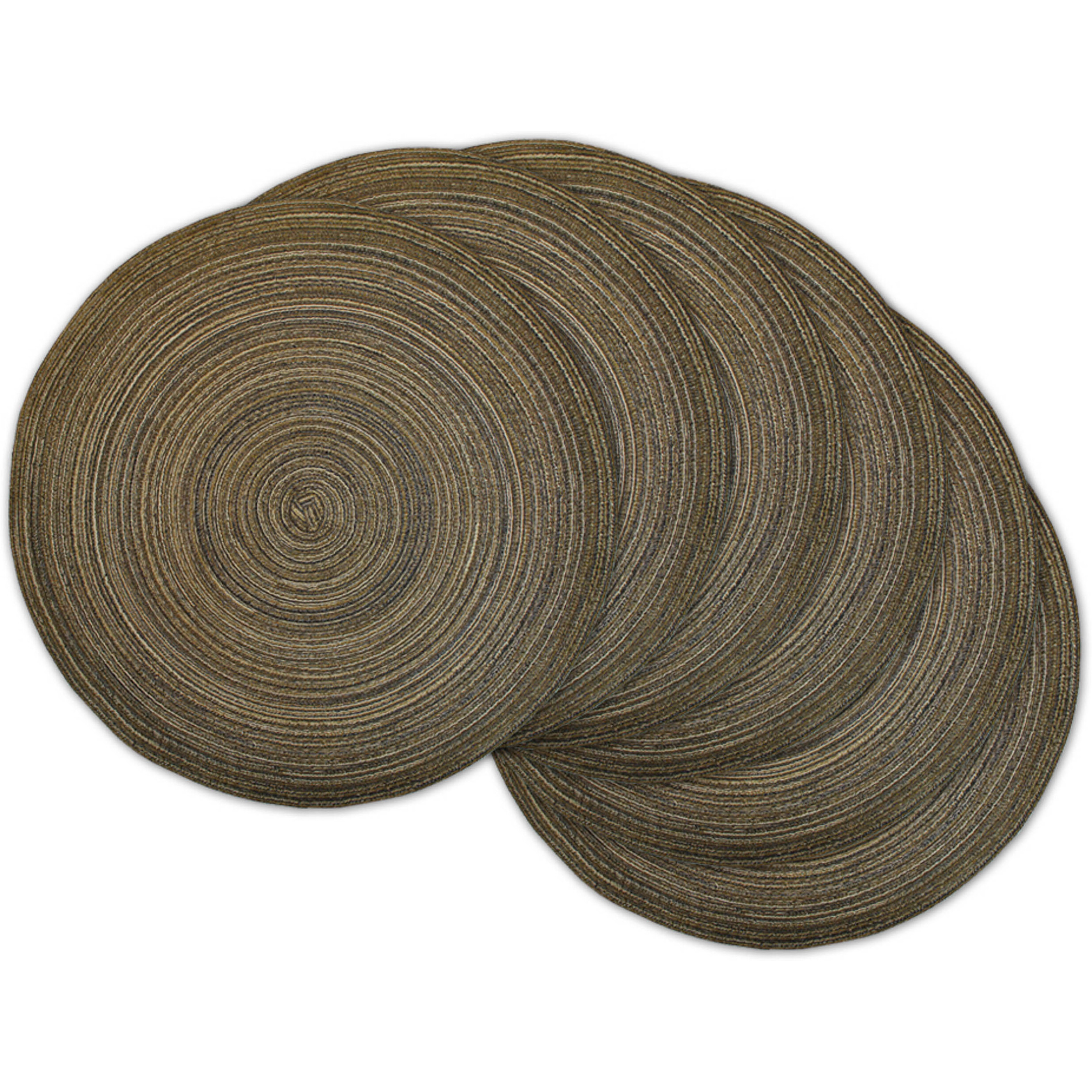 DII Variegated Brown Round Polypropylene Woven Placemat (Set of 6)