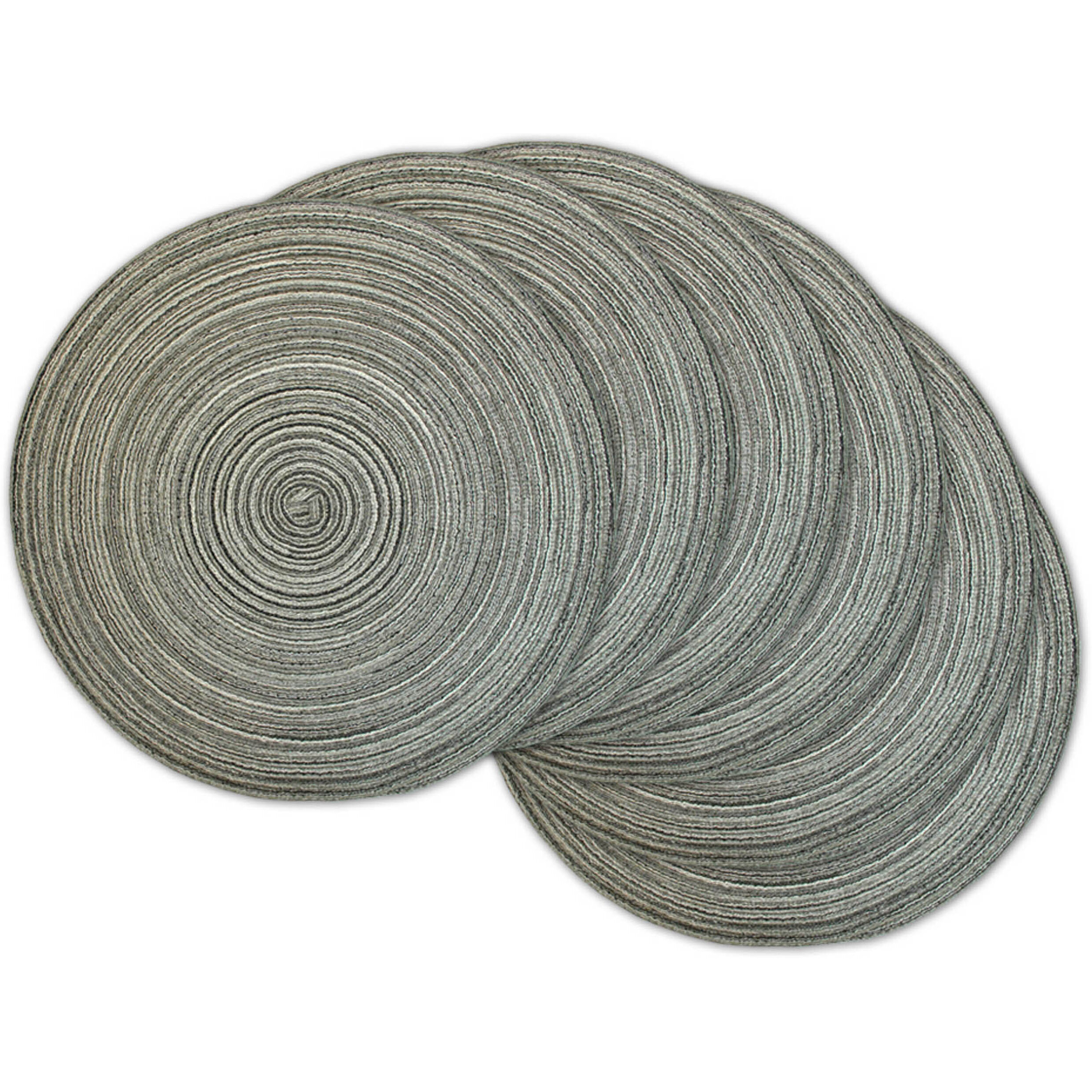 DII Variegated Black Round Polypropylene Woven Placemat (Set of 6)