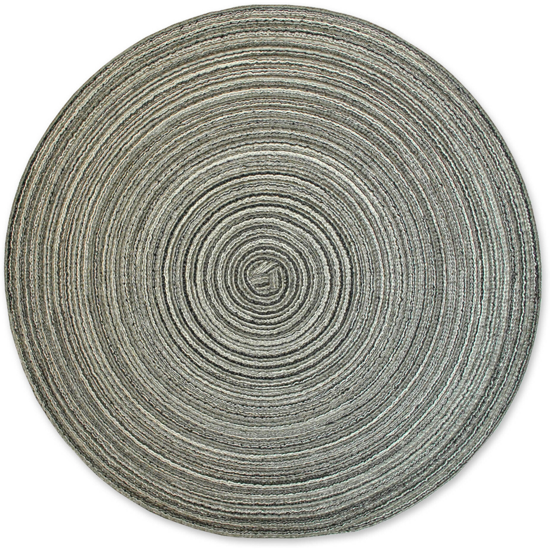 DII Variegated Black Round Polypropylene Woven Placemat (Set of 6)