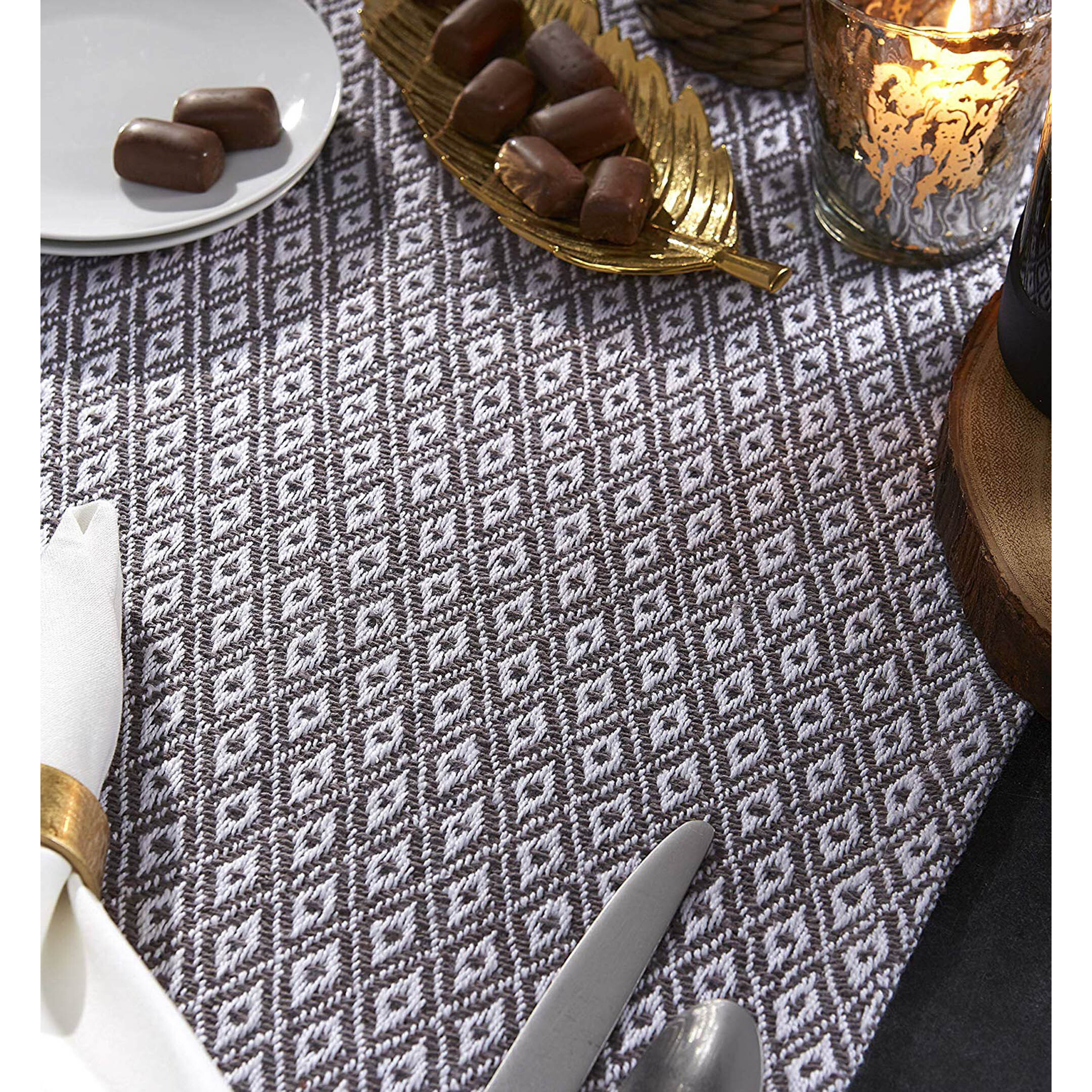 DII Gray Mini Diamond Table Runner