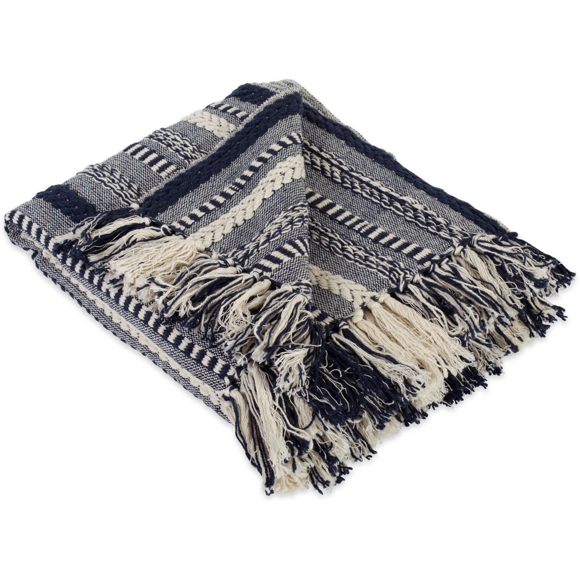 DII Navy Braided Stripe Throw