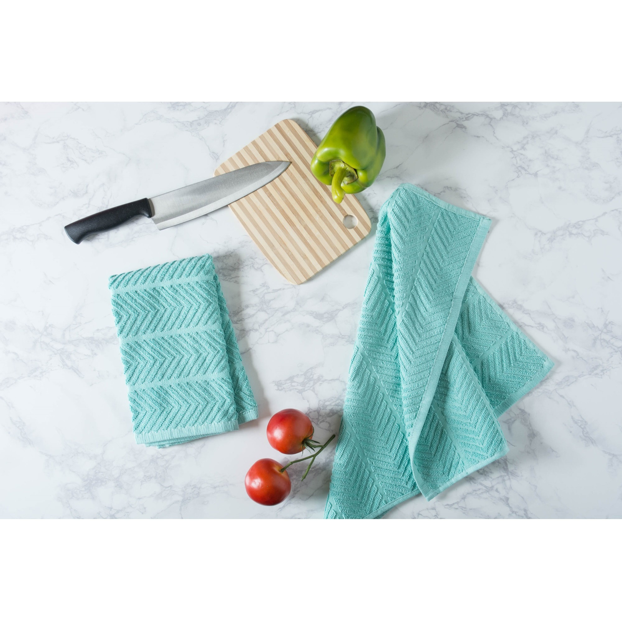 DII Aqua Chevron Luxury Barmop (Set of 4)