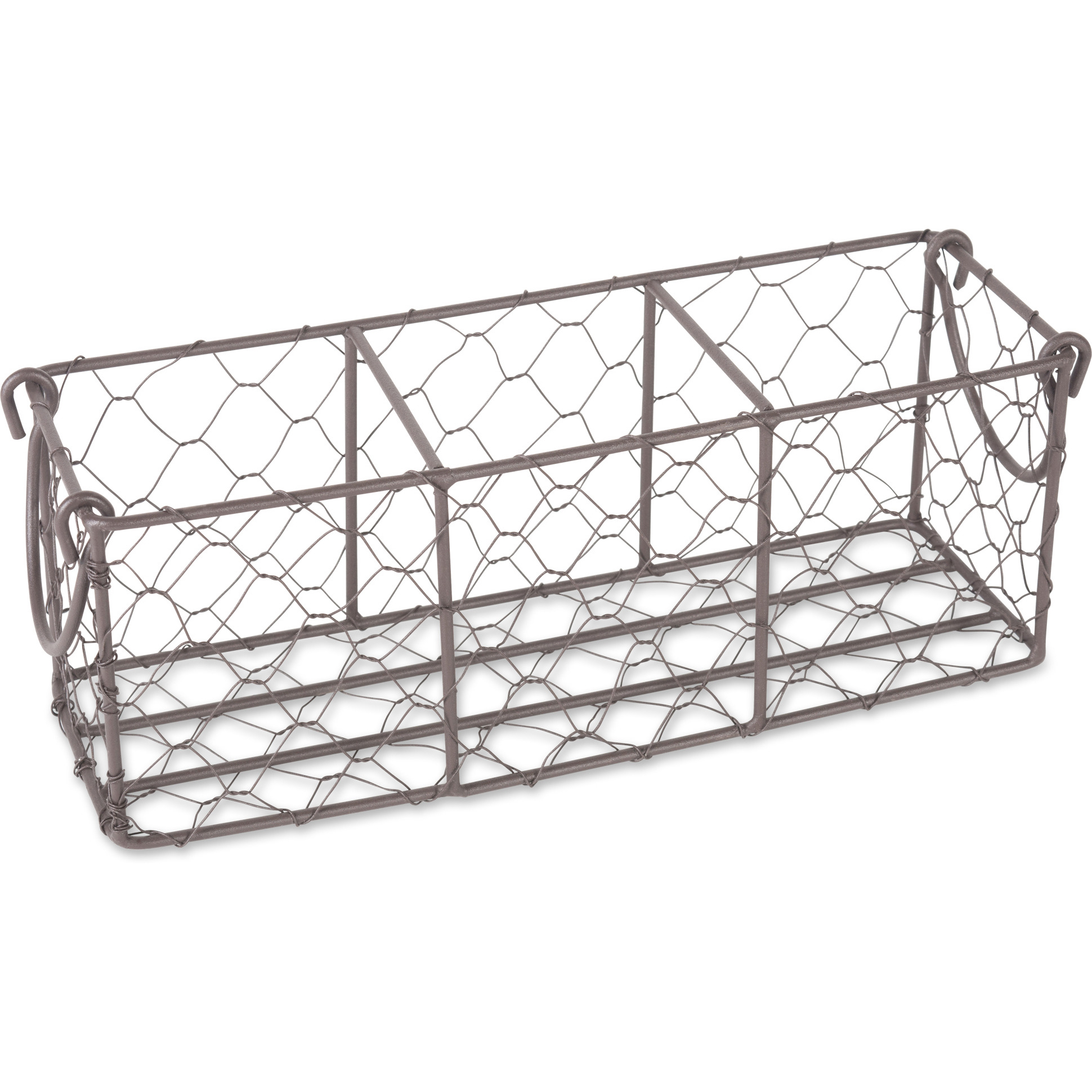 DII Rustic Chickenwre Flatware Caddy With Clear Jars