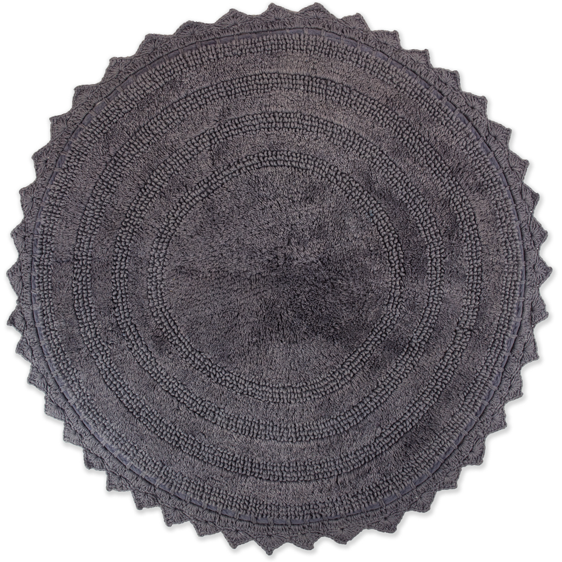DII Gray Round Crochet Bath Mat