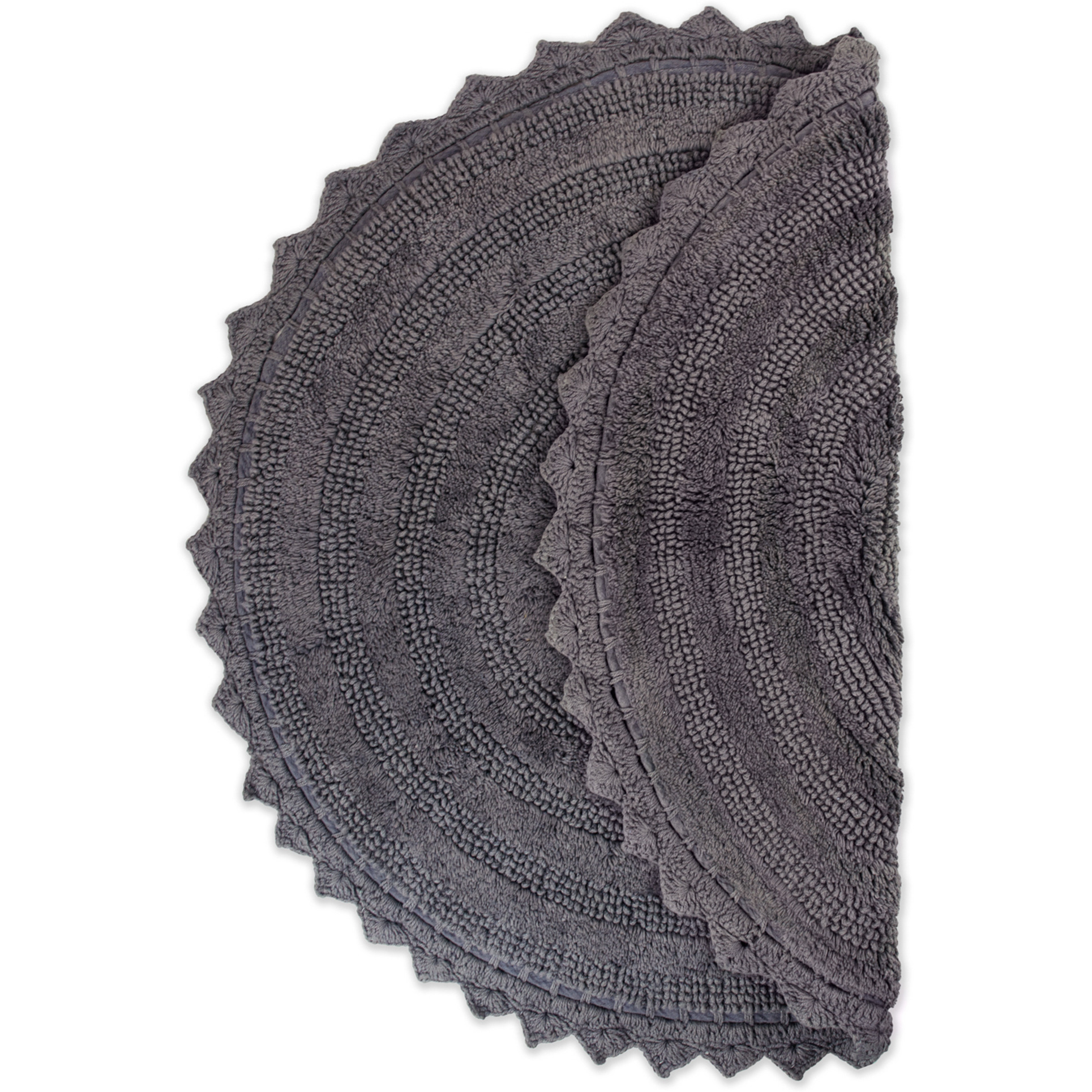 DII Gray Round Crochet Bath Mat