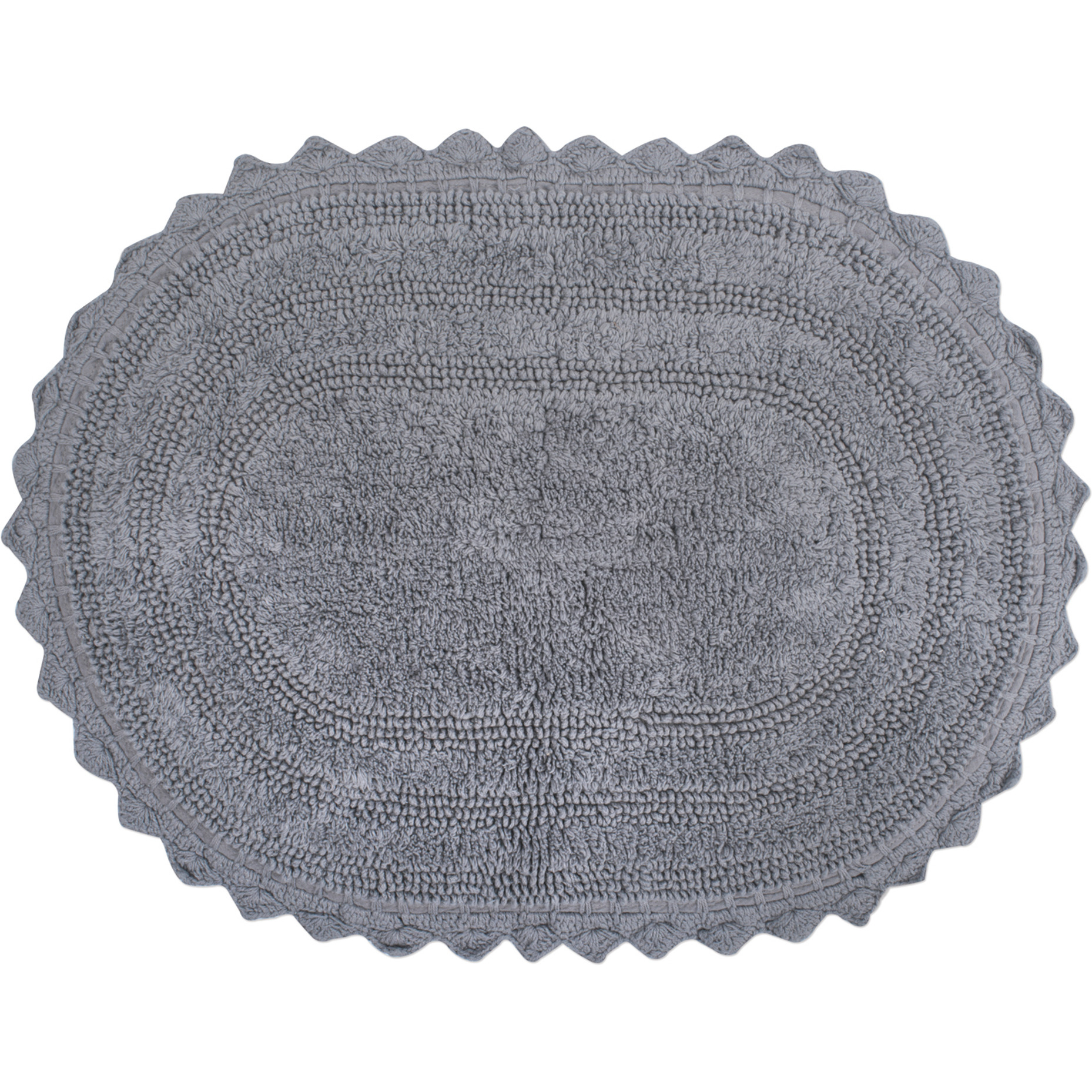 DII Gray Small Oval Crochet Bath Mat
