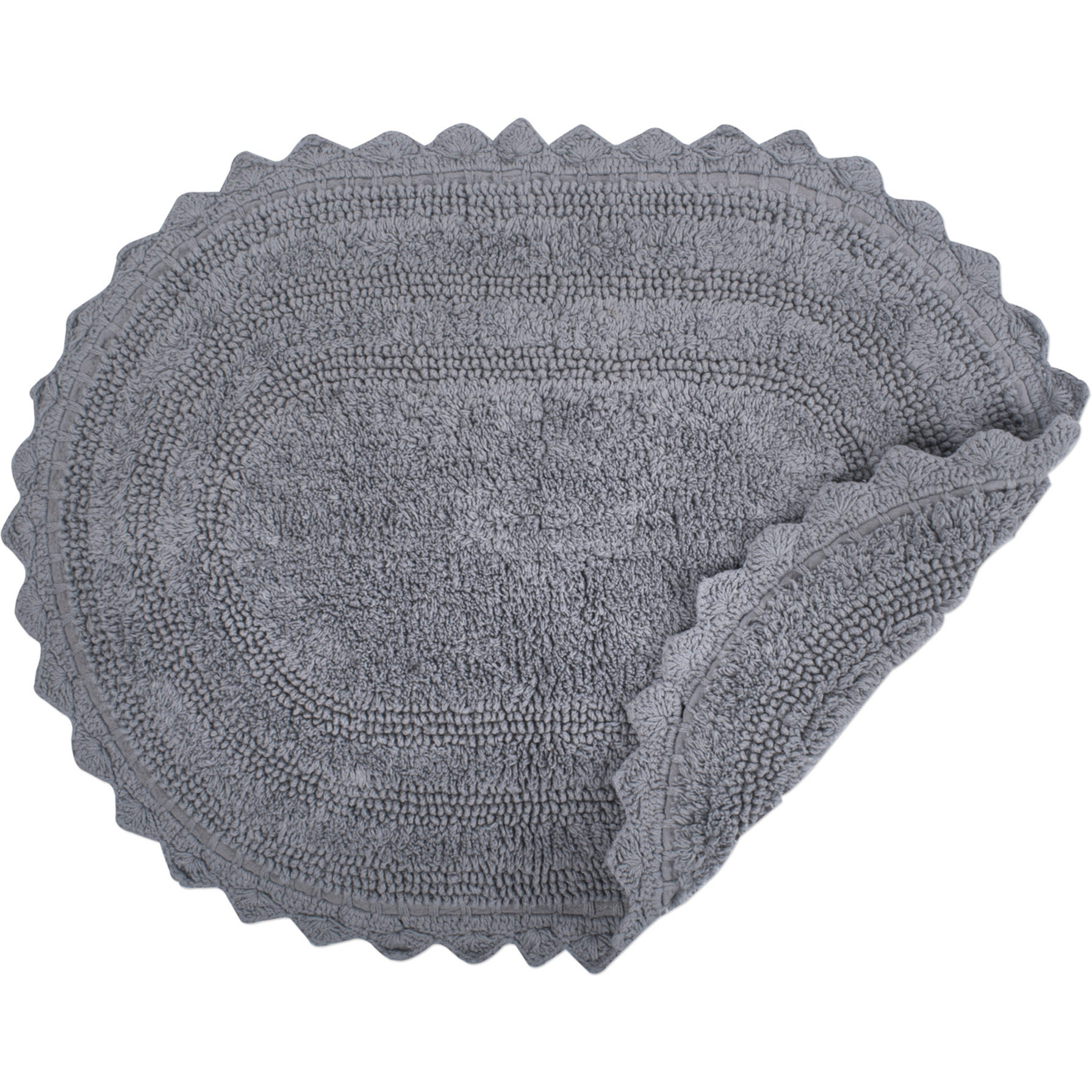 DII Gray Large Oval Crochet Bath Mat