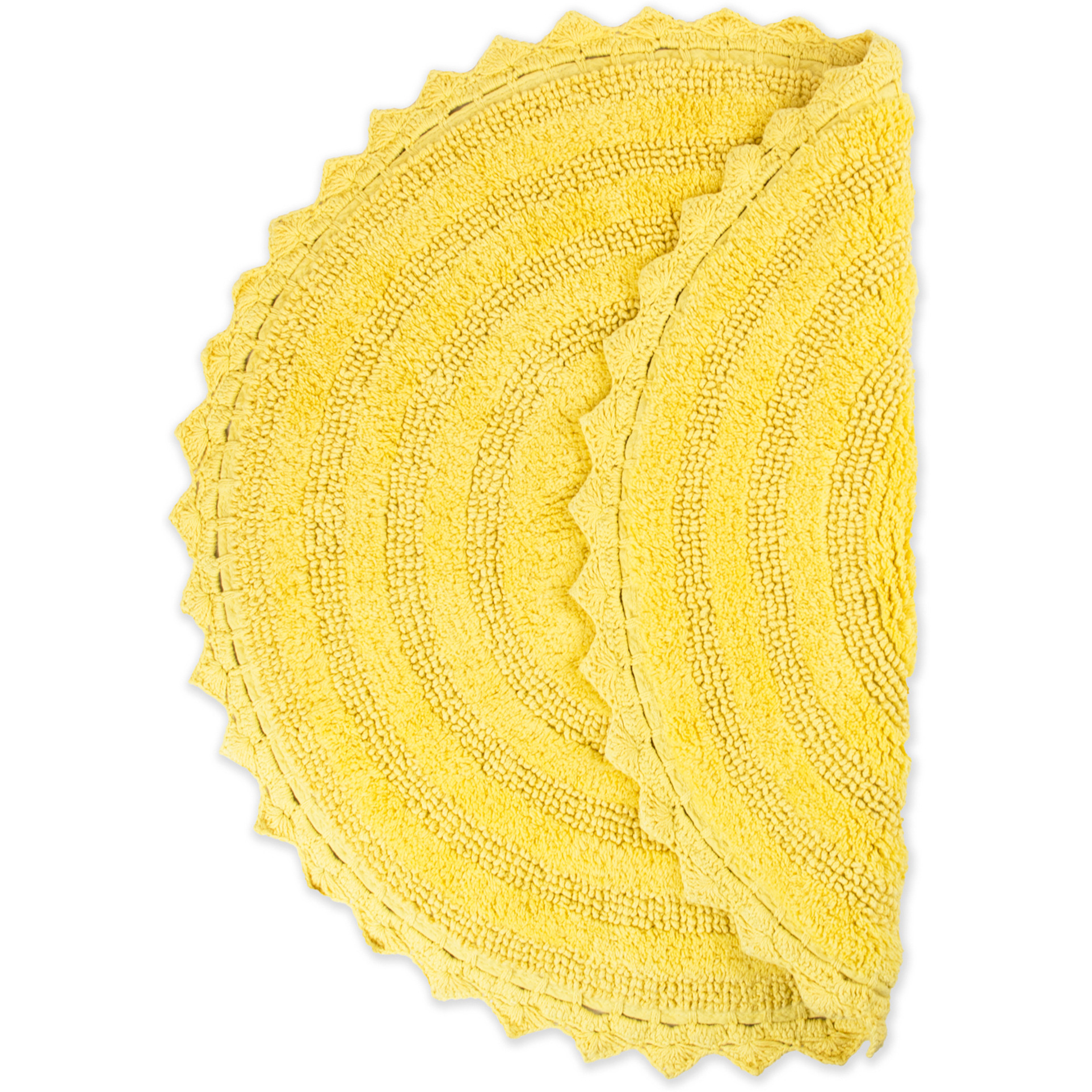 DII Yellow Round Crochet Bath Mat