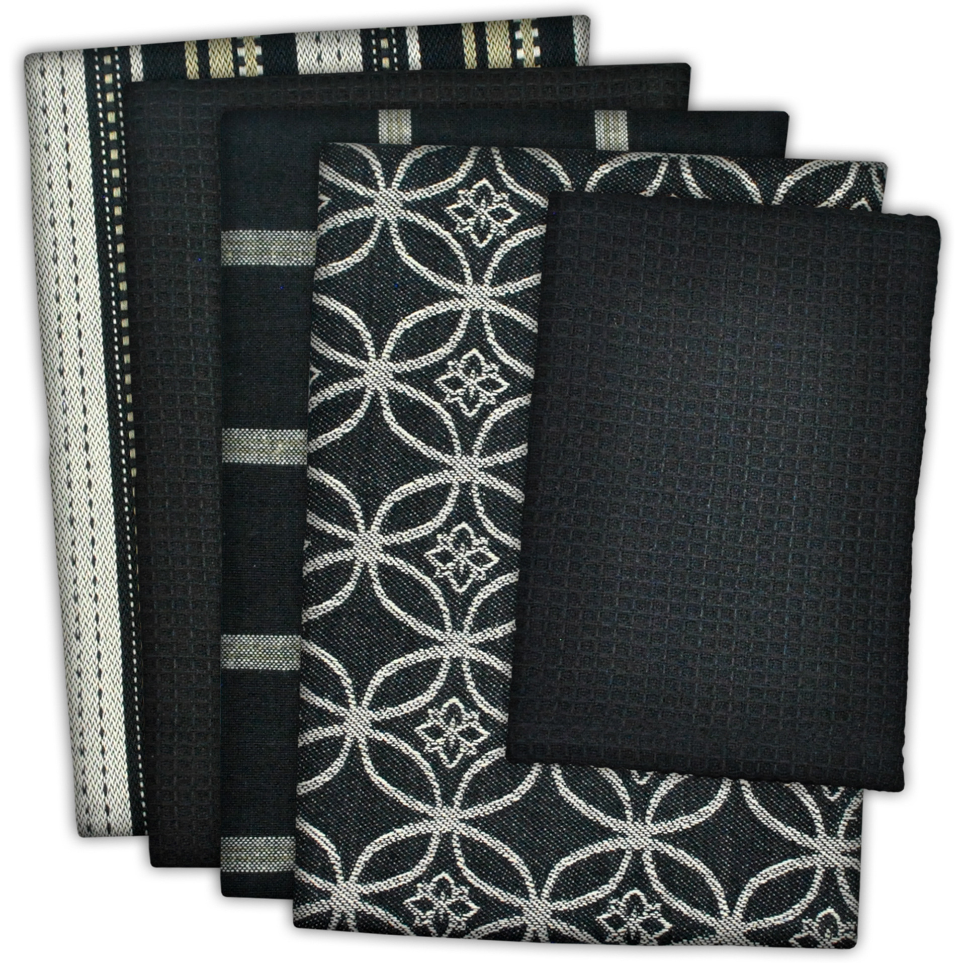DII Assorted Black Dishtowel & Dishcloth (Set of 5)