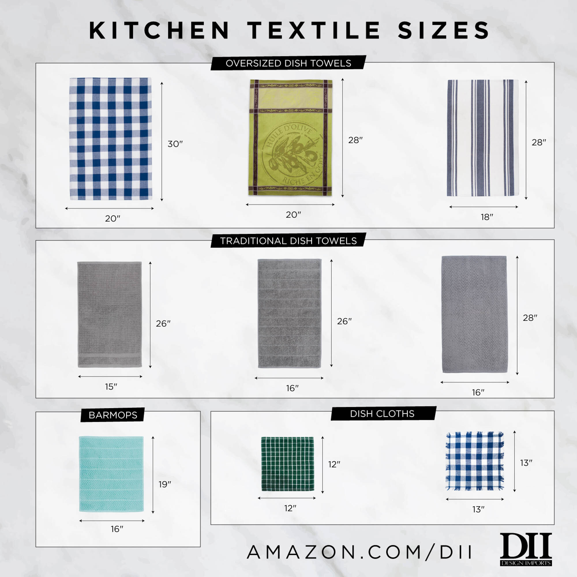 DII Assorted Black Dishtowel & Dishcloth (Set of 5)
