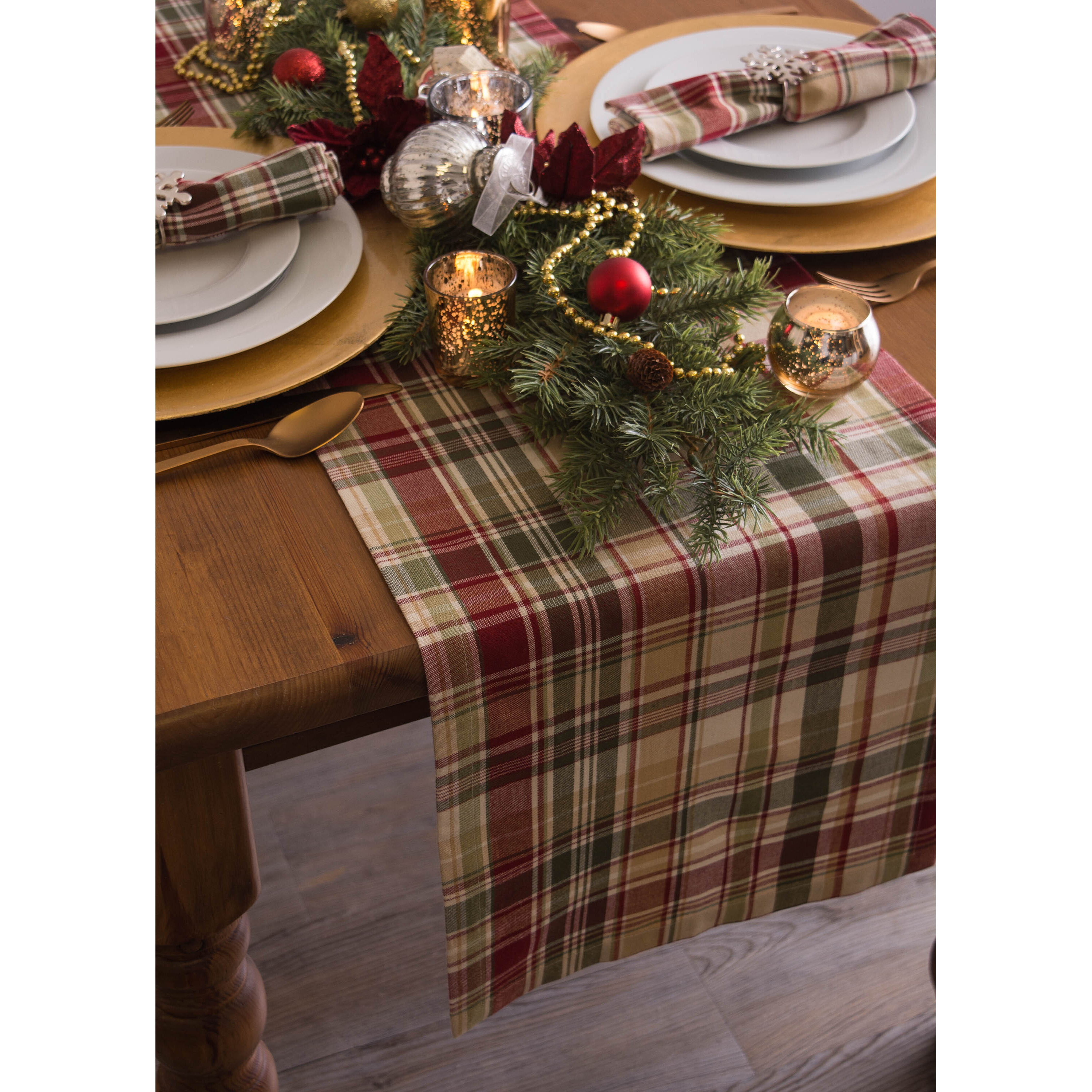 DII Give Thanks Plaid Table Runner