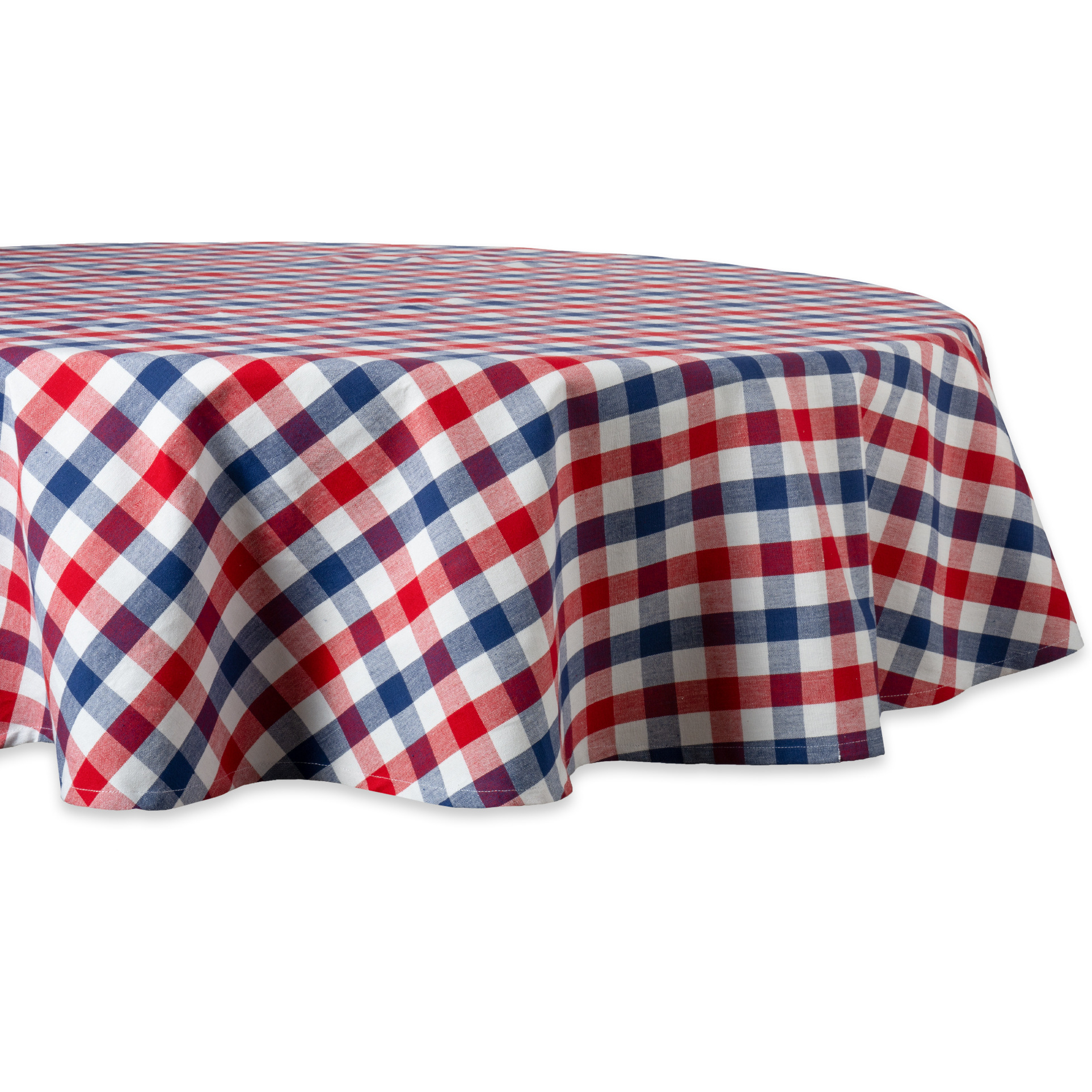 DII Red, White & Blue Check Tablecloth 70 Round