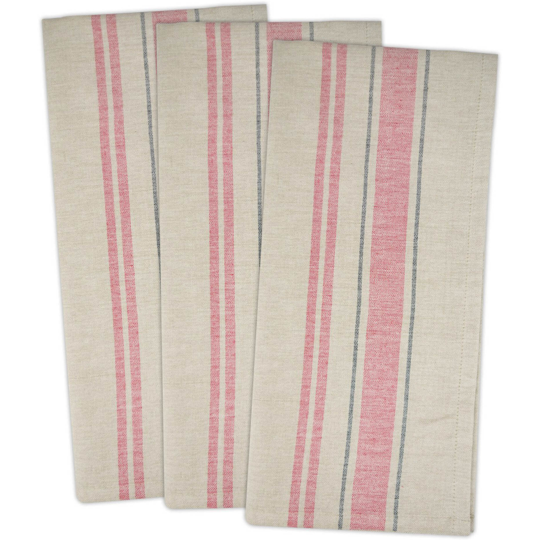 DII Red French Stripe Woven Dishtowel (Set of 3)