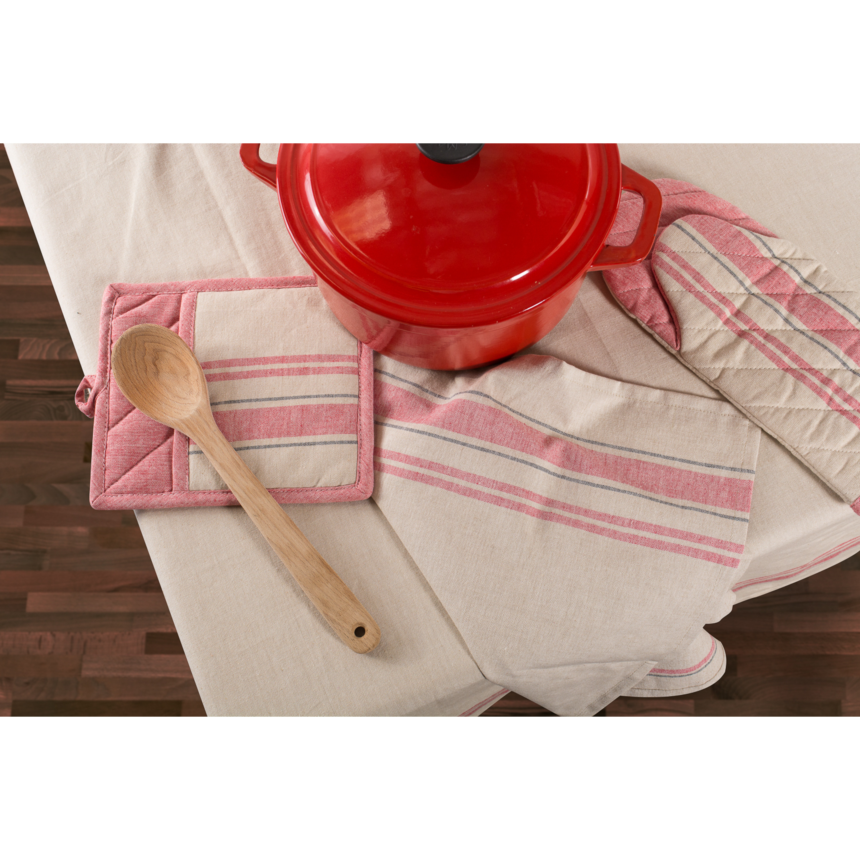 DII Red French Stripe Woven Dishtowel (Set of 3)