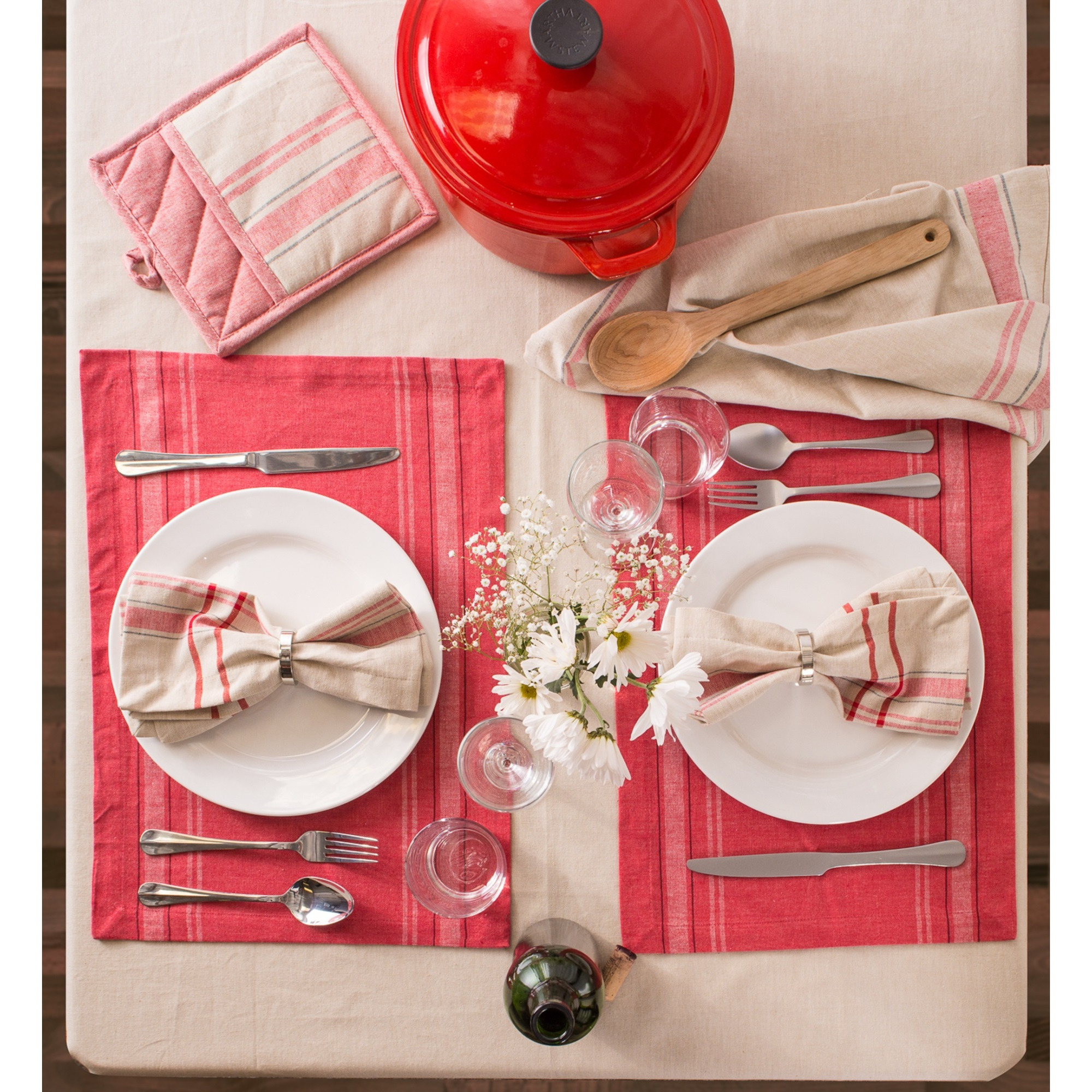 DII Red Chambray French Stripe Placemat (Set of 6)