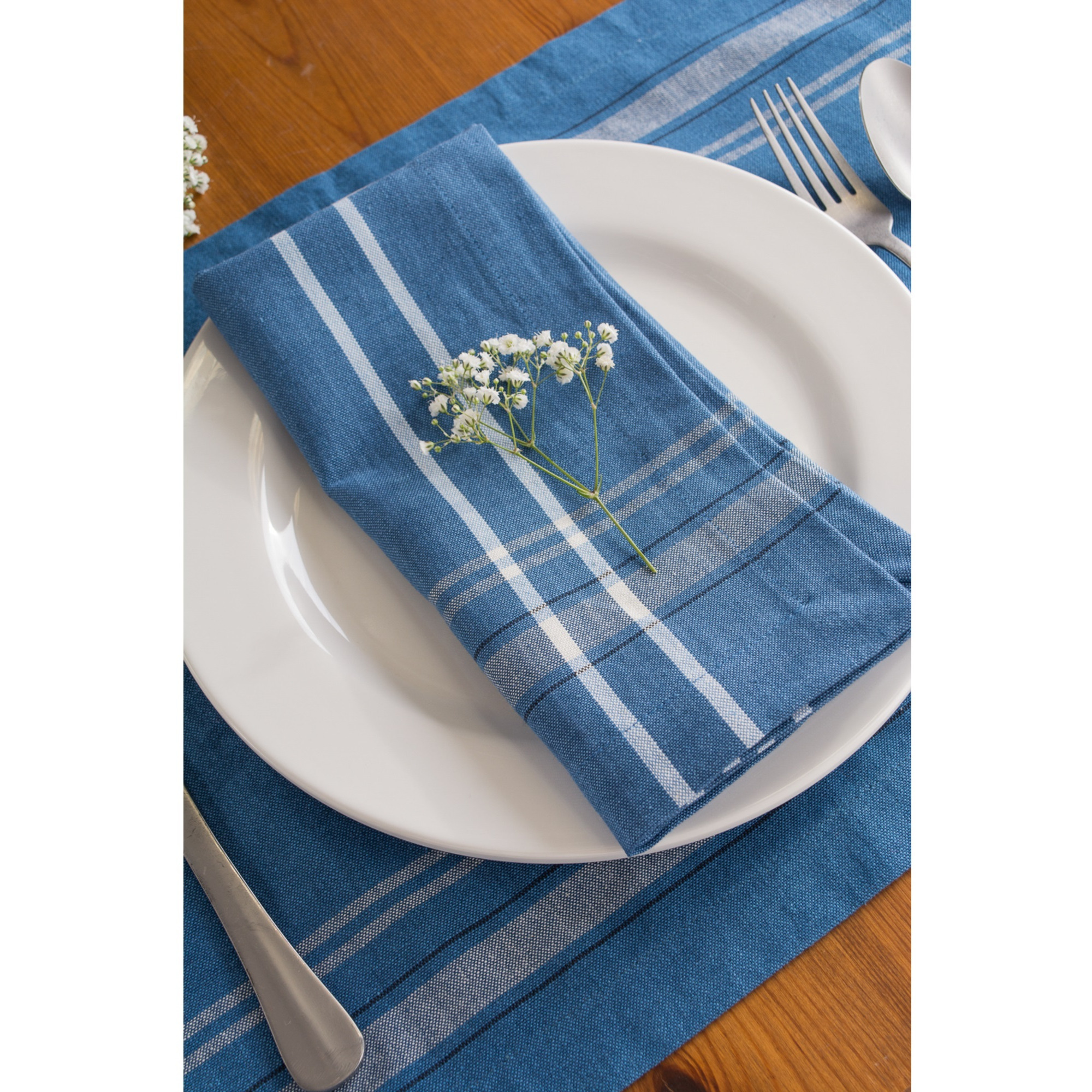DII Blue Chambray French Stripe Placemat (Set of 6)