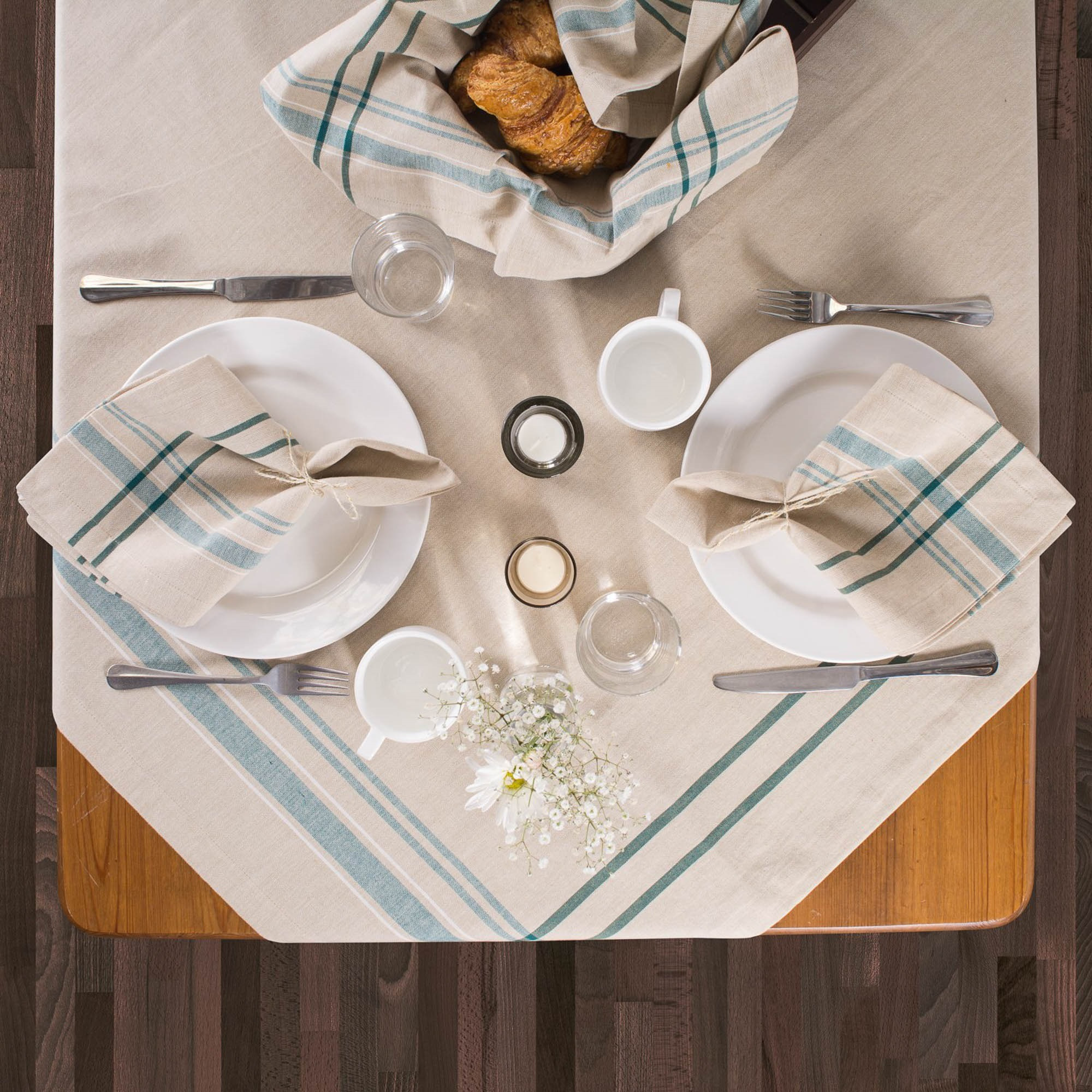 DII Teal French Stripe Napkin (Set of 6)
