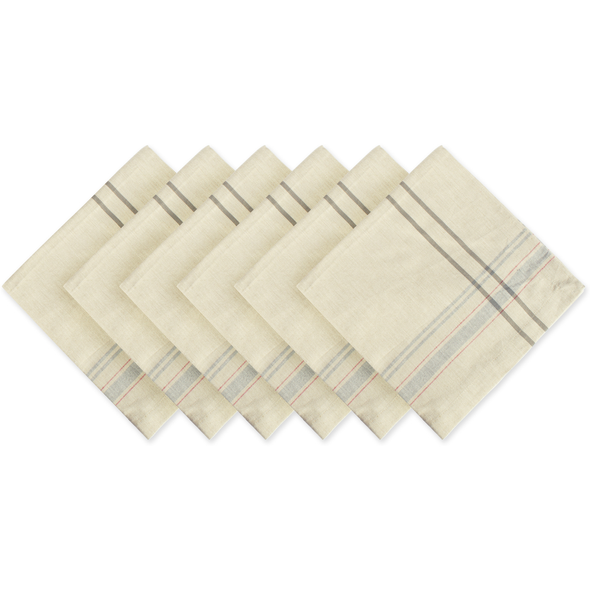 DII Gray French Stripe Napkin (Set of 6)