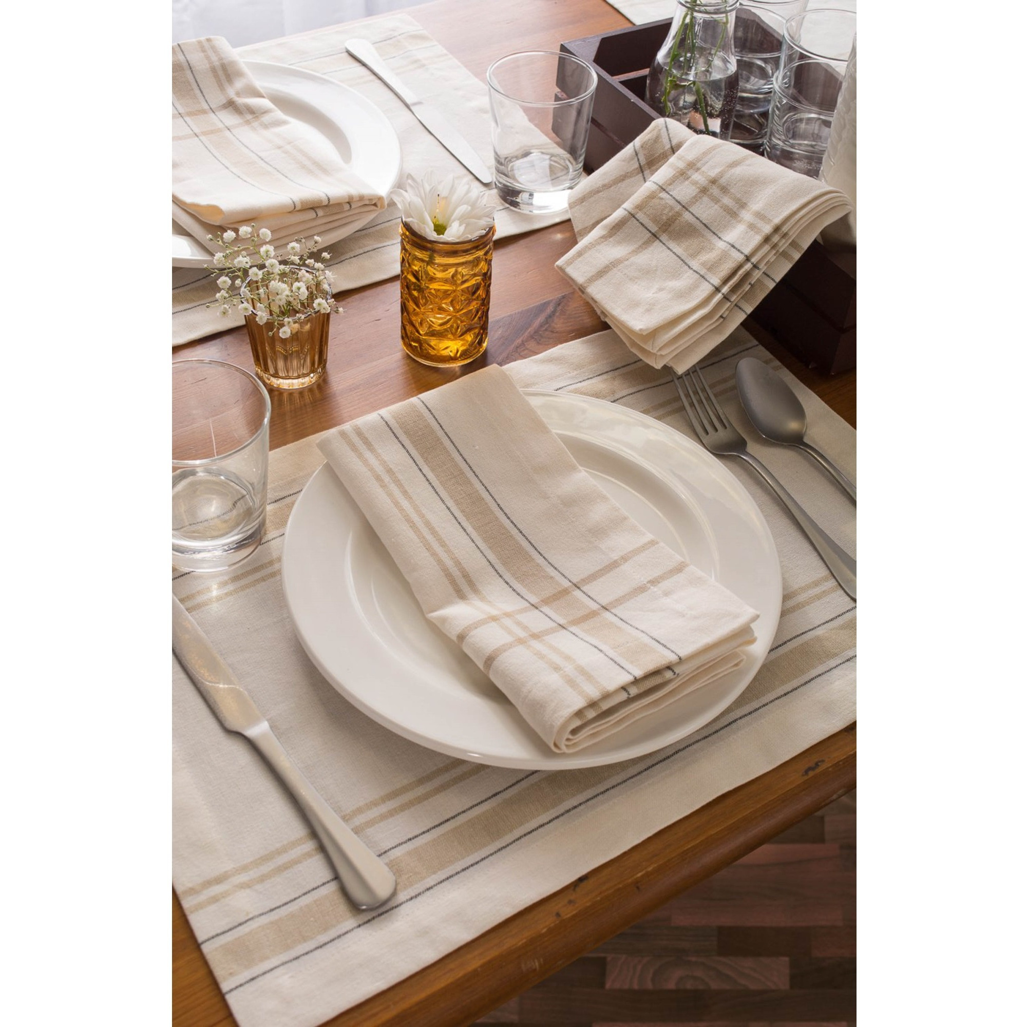 DII White Chambray French Stripe Napkin (Set of 6)