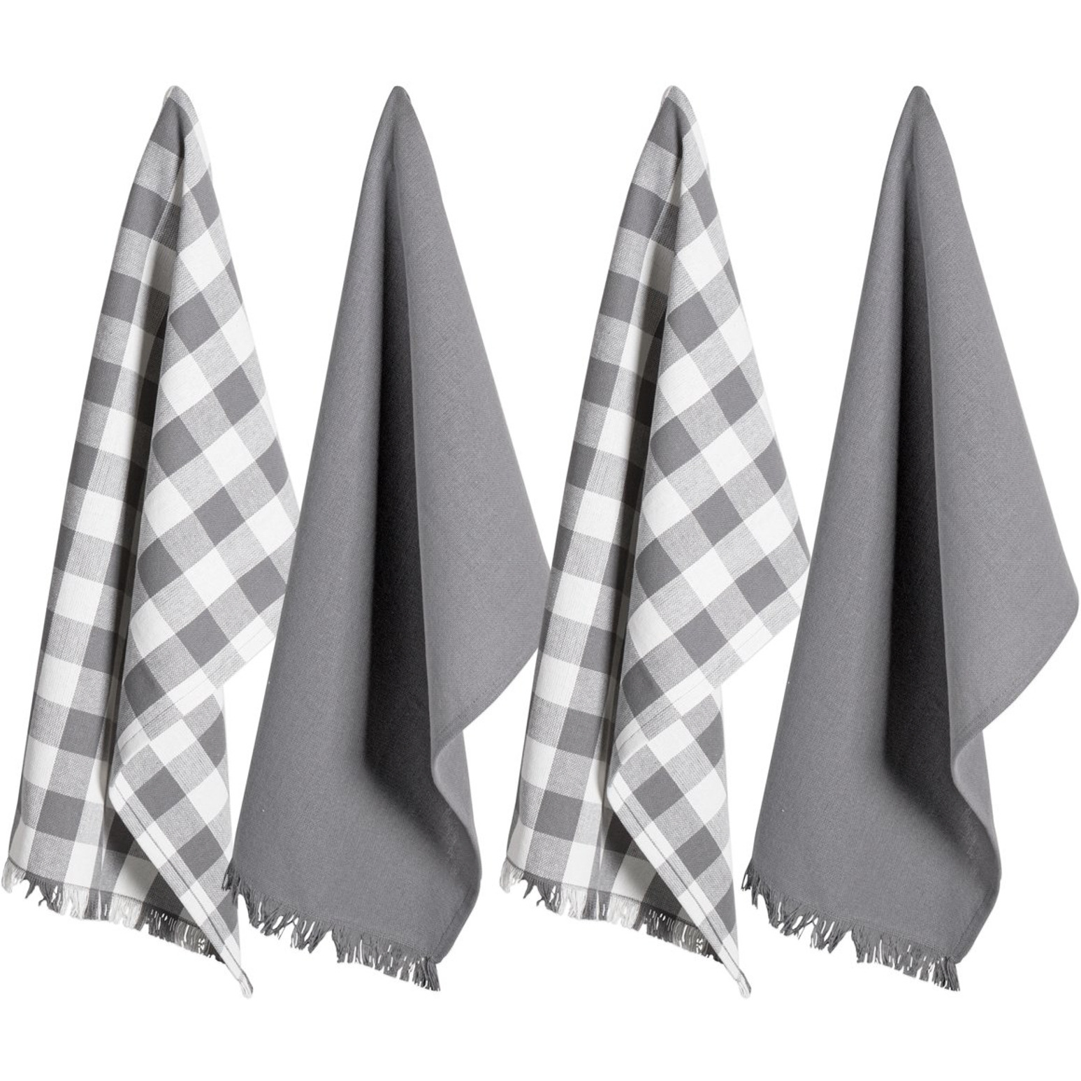 DII Assorted Gray Heavyweight Fringed Dishtowel (Set of 4)