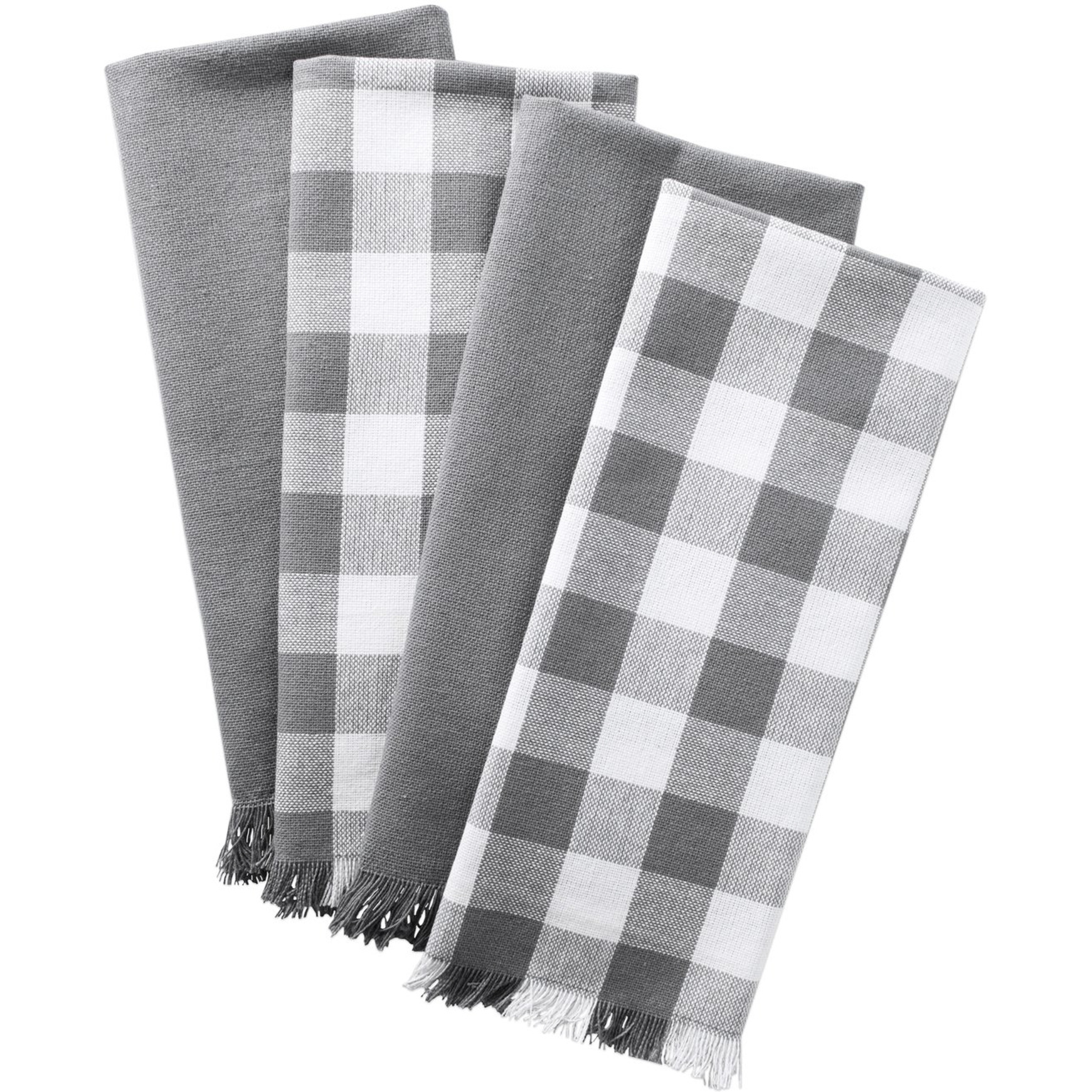 DII Assorted Gray Heavyweight Fringed Dishtowel (Set of 4)