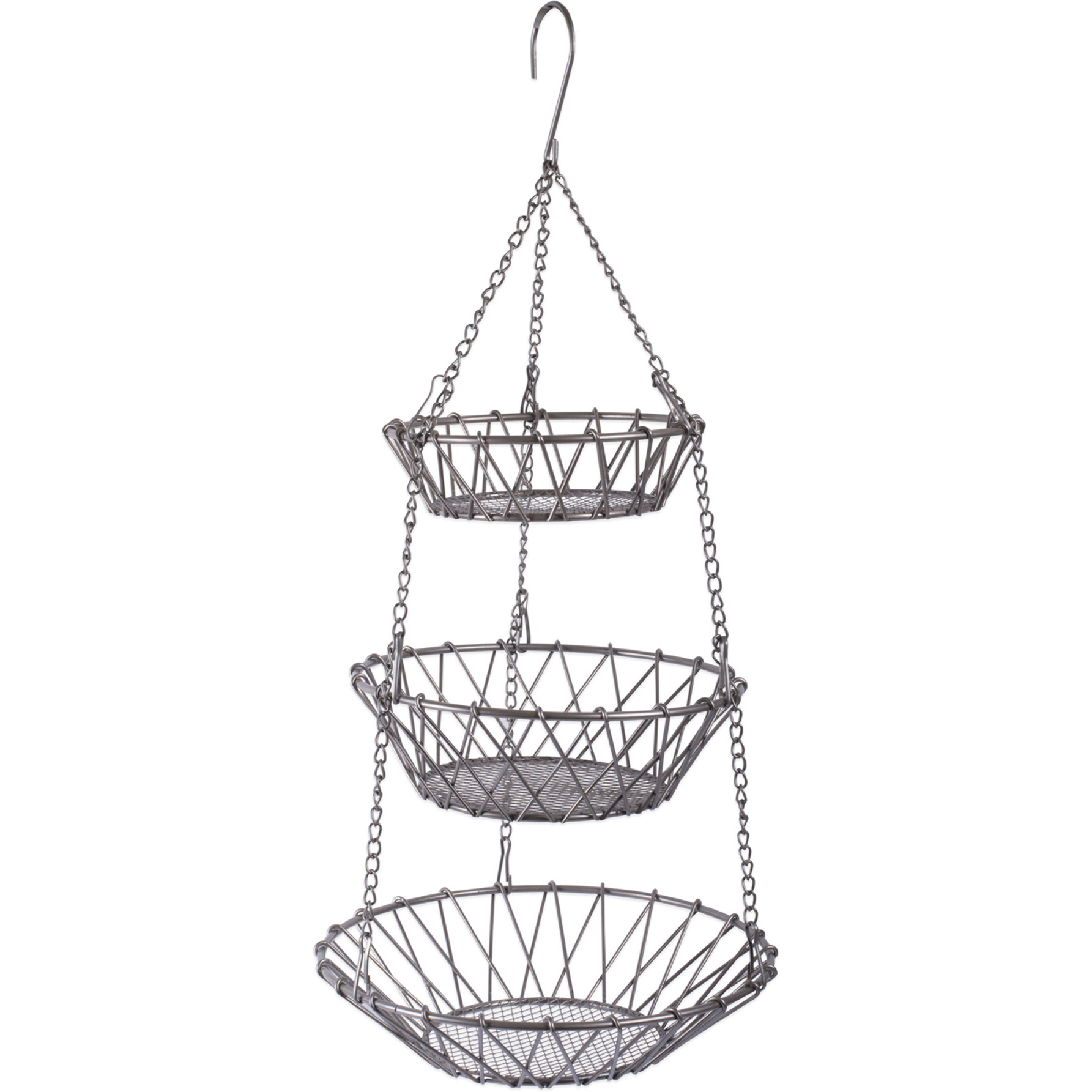 DII 3 Tier Hanging Fruit Basket Satin Nickel