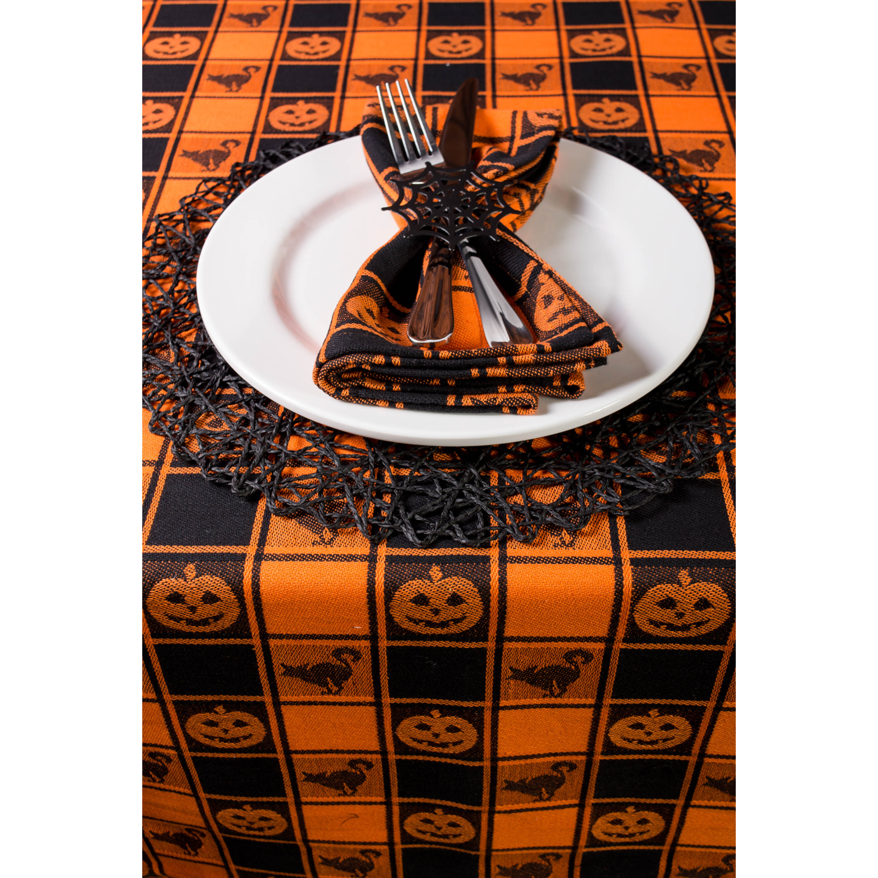 DII Halloween Woven Check Tablecloth