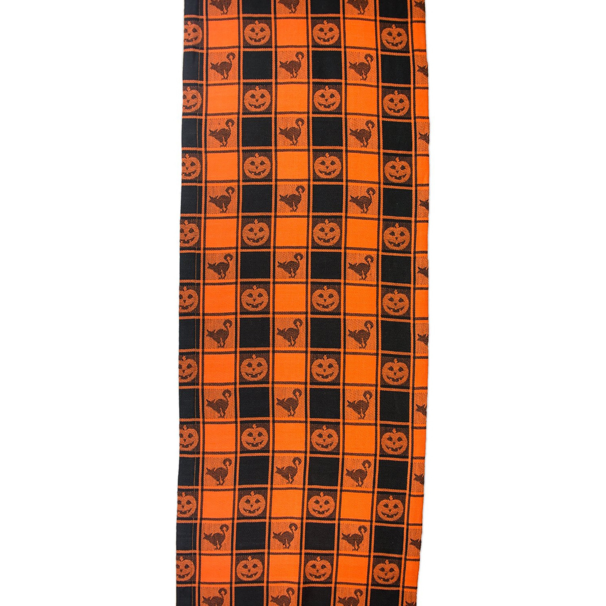 DII Halloween Woven Check Table Runner